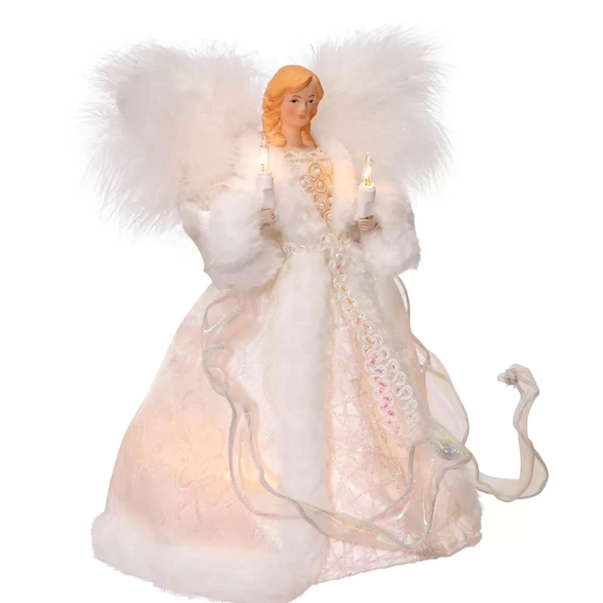 Discount 10.5" Lighted White Angel Christmas Tree Topper, Clear Lights Angels