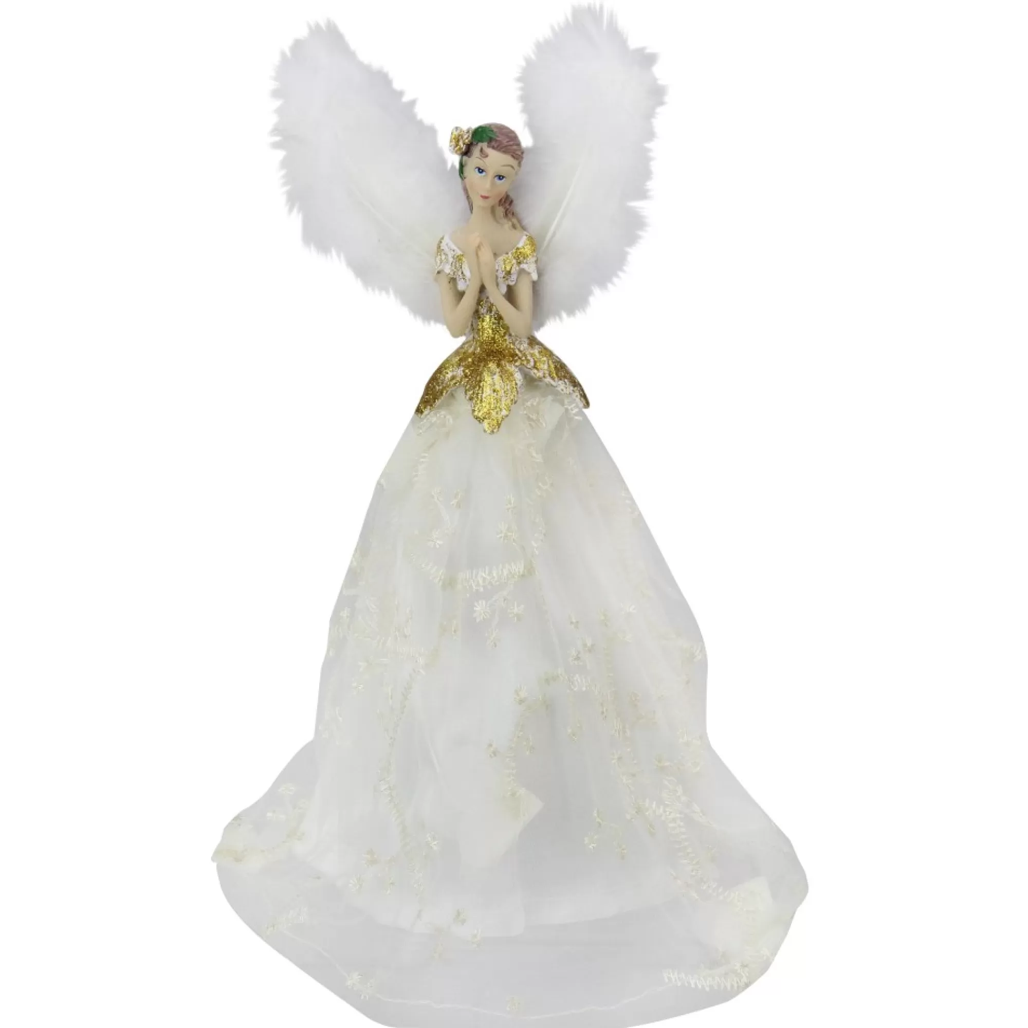 Flash Sale 10" Champagne And White Angel Christmas Tree Topper, Unlit Angels