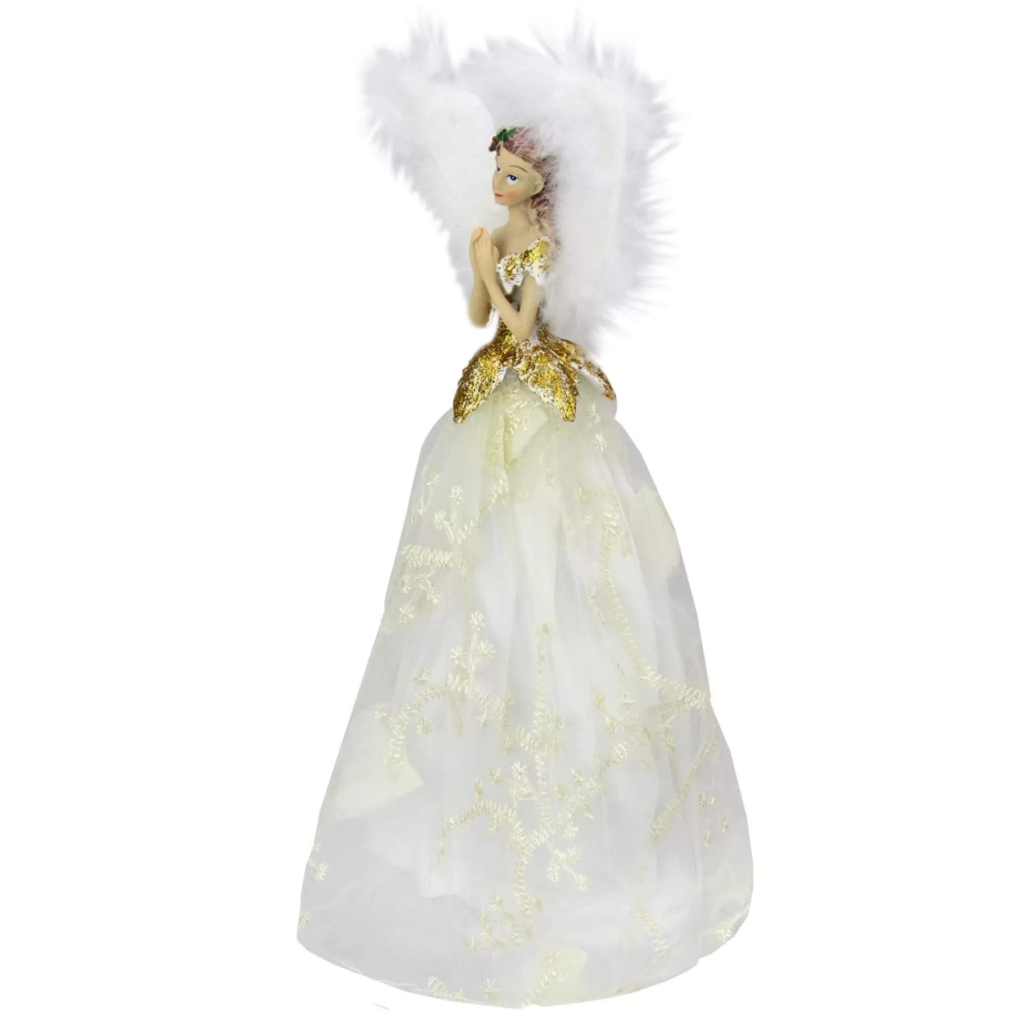 Flash Sale 10" Champagne And White Angel Christmas Tree Topper, Unlit Angels