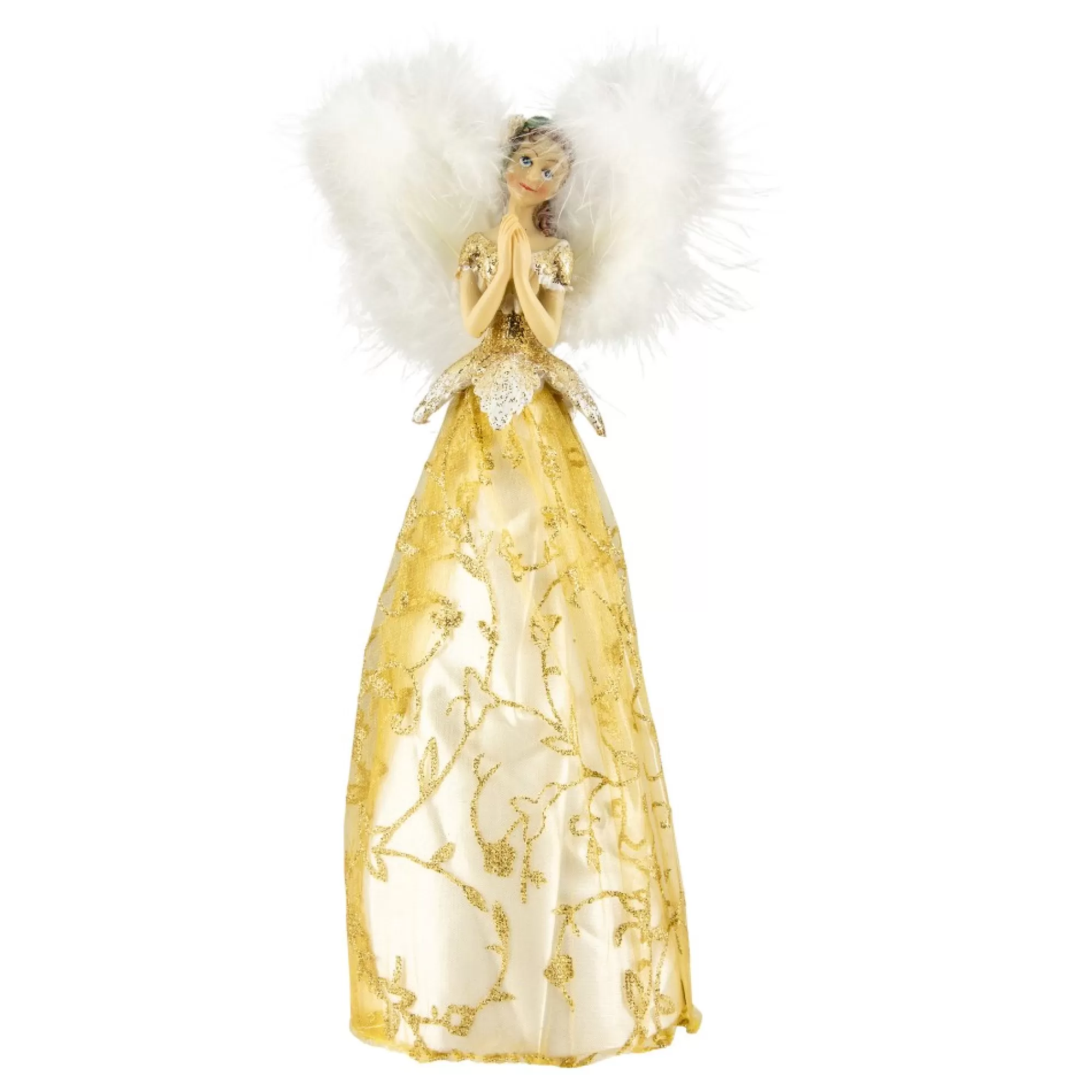 Cheap 10" Gold And White Angel Christmas Tree Topper, Unlit Angels