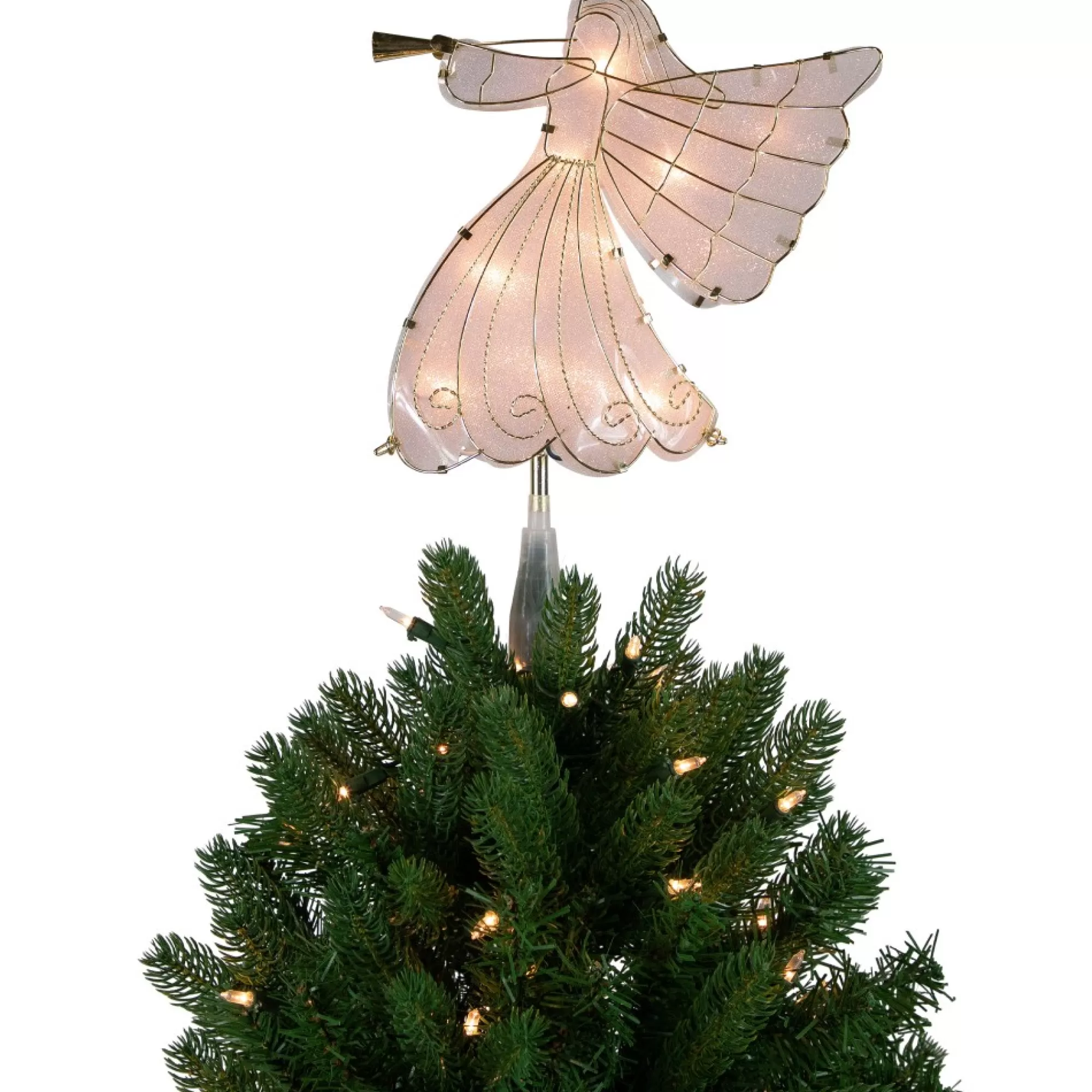 Hot 10" Gold Angel Tree Topper, Warm White Lights Angels