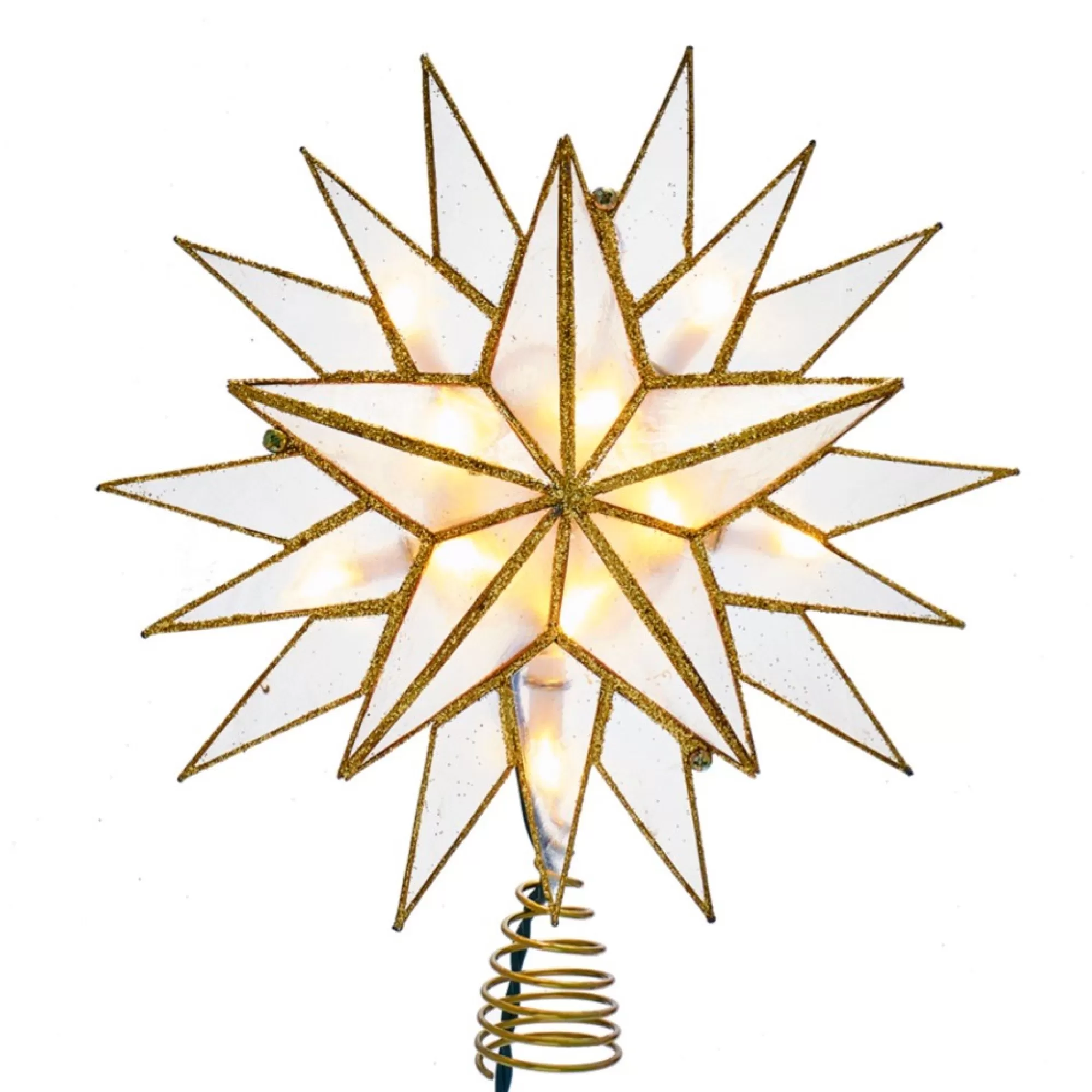 New 10 Light Gold Capiz Star Treetopper Ul3146 New Finials