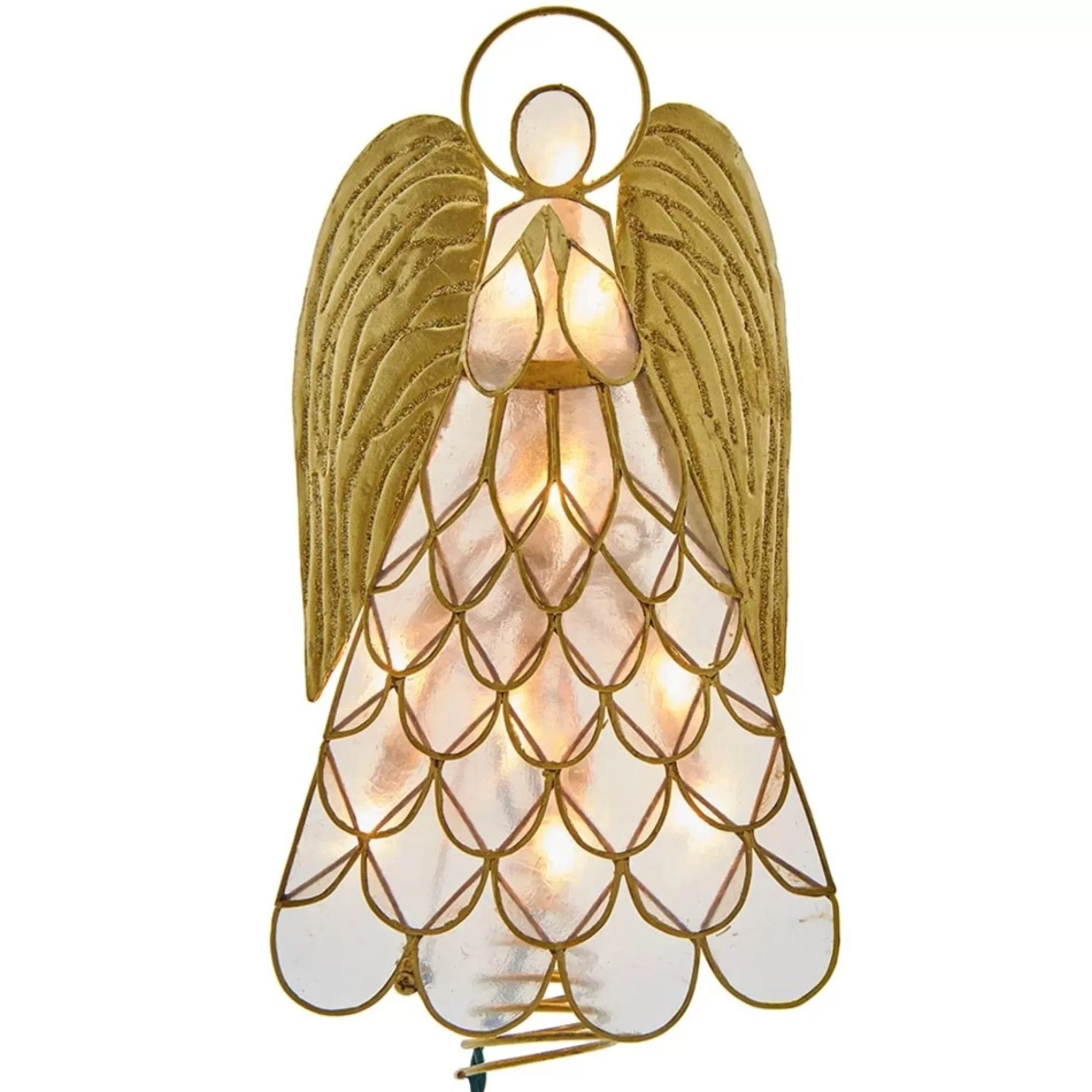 Hot 10" Lighted Gold Angel Christmas Tree Topper, Clear Lights Stars