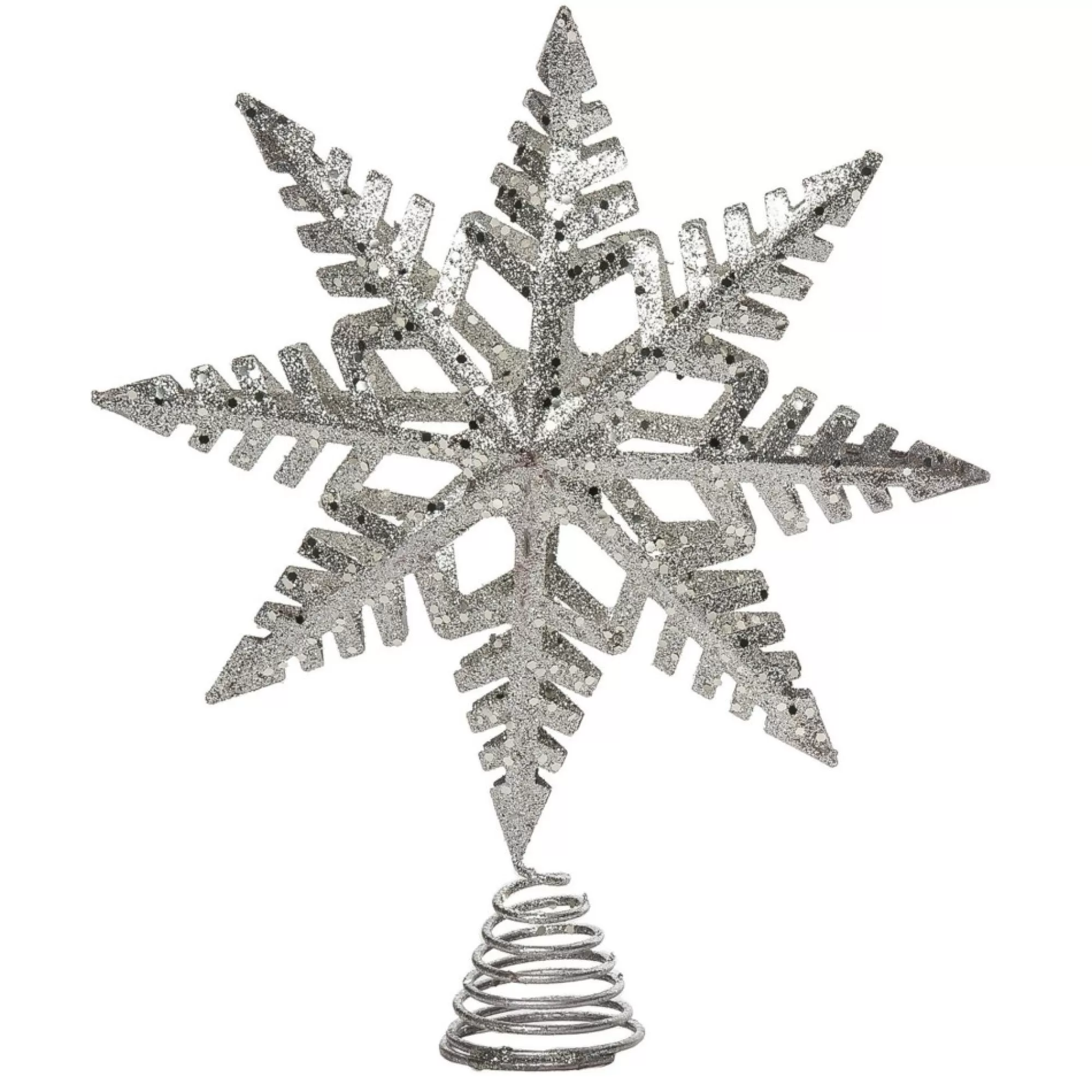 Fashion 11" Silver Glitter Snowflake Christmas Tree Topper, Unlit Snowflake