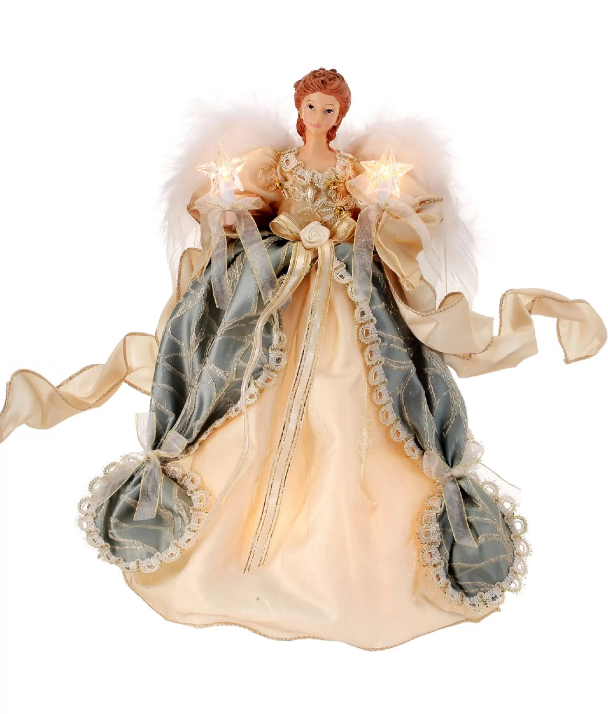 Flash Sale 14.5" Blue And White Pre-Lit Trinity Angel Topper Angels