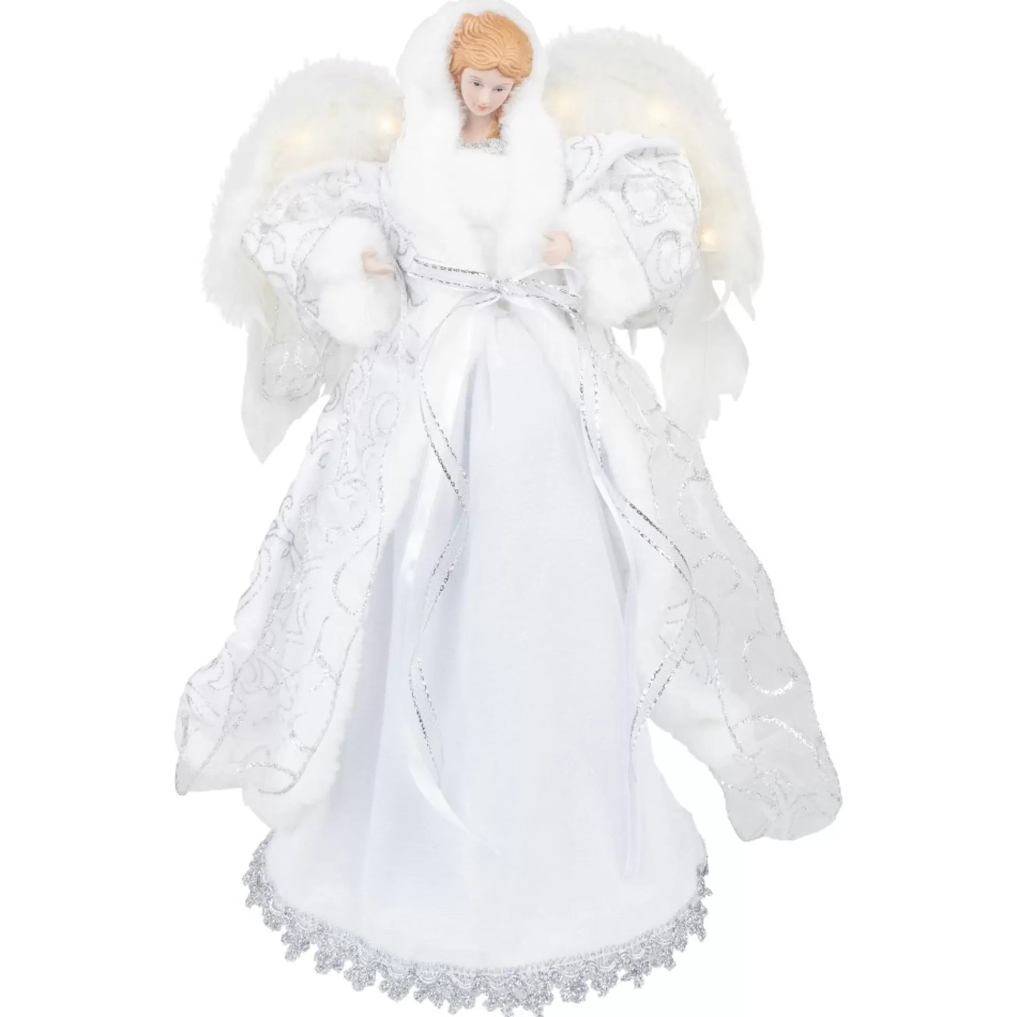 Discount 14" White Angel With Lighted Wings Christmas Tree Topper Angels