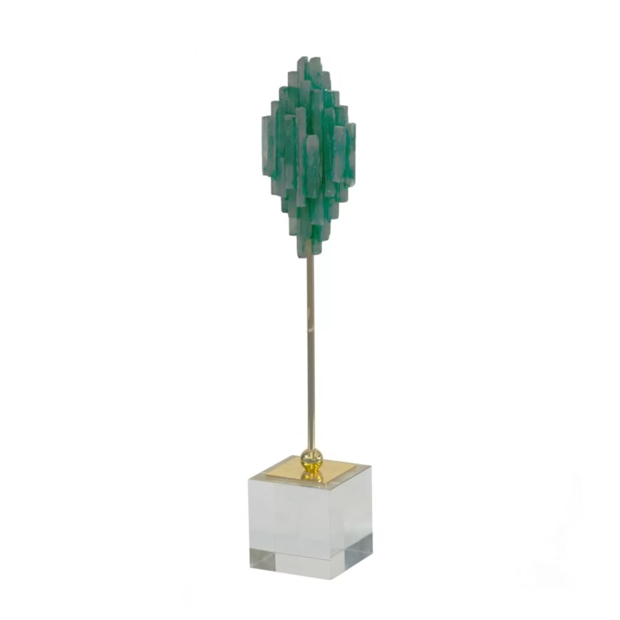 Best Sale 16.25" Green And Gold Unique Geometric Designed Floating Jewel Finials