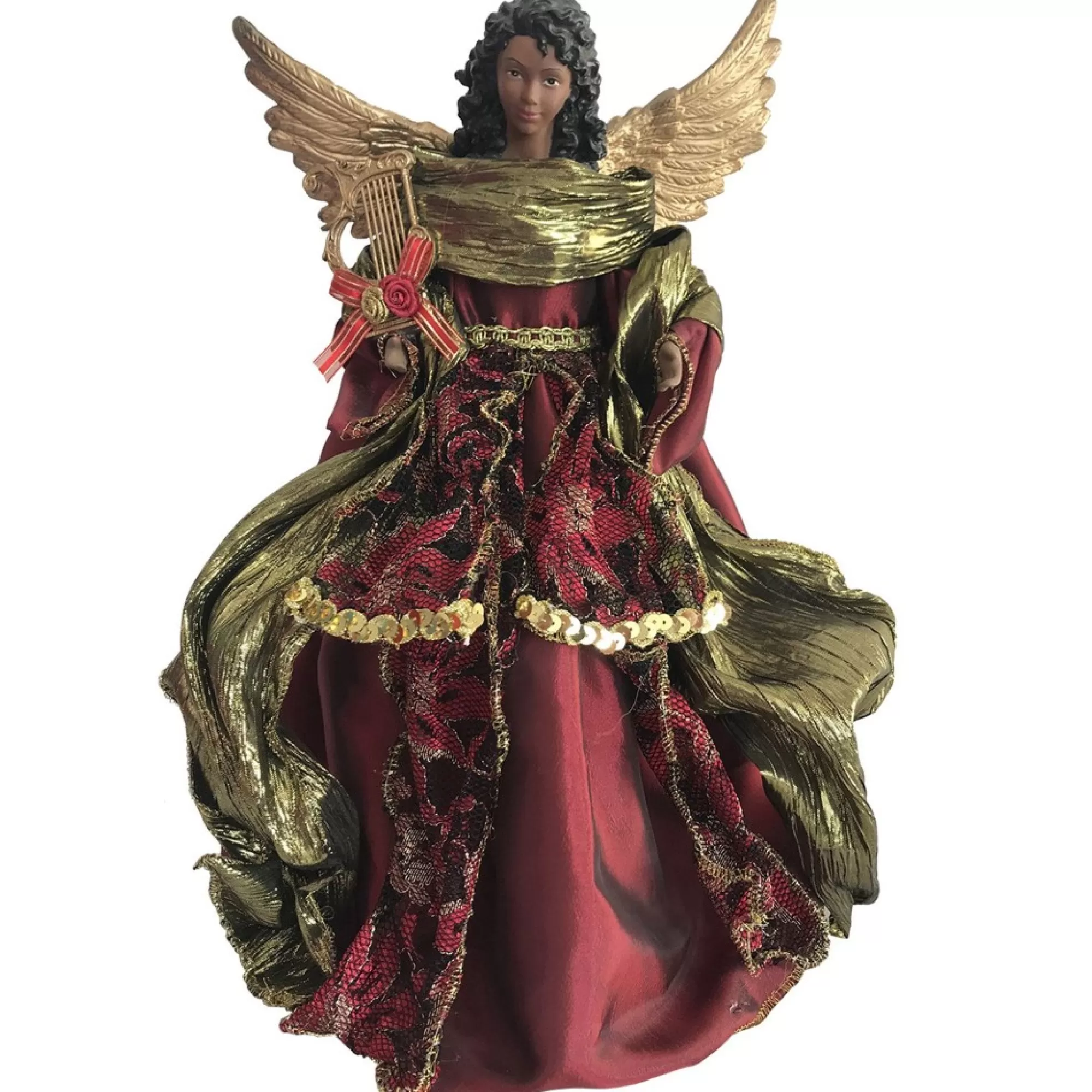 Hot 16" African American Christmas Angel Tree Topper, Unlit Angels