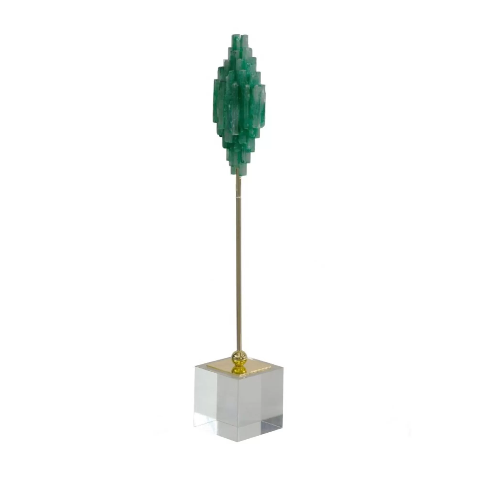 Online 18.75" Green And Gold Unique Geometric Designed Floating Jewel Finials