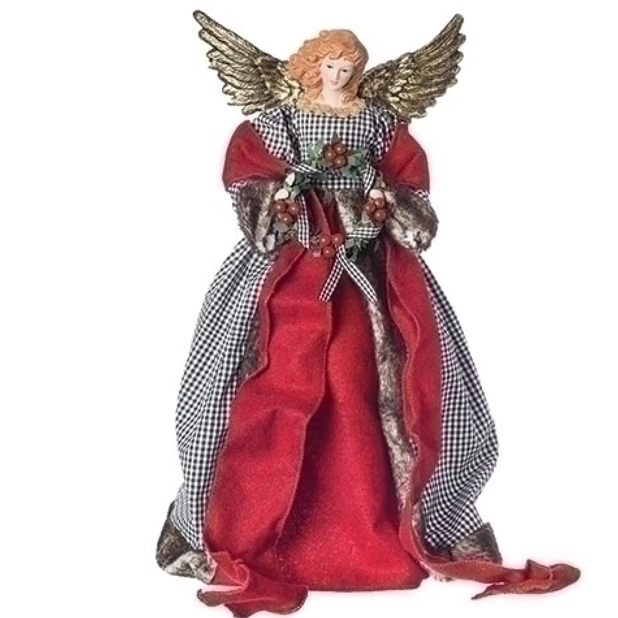 Hot 18" Black And White Plaid Christmas Angel Tree Topper Angels