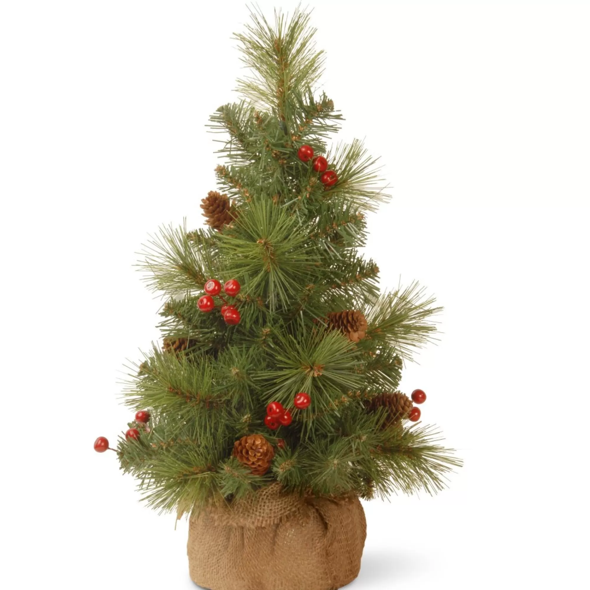 New 18" Potted Miniature Pine Medium Artificial Christmas Tree, Unlit Unlit