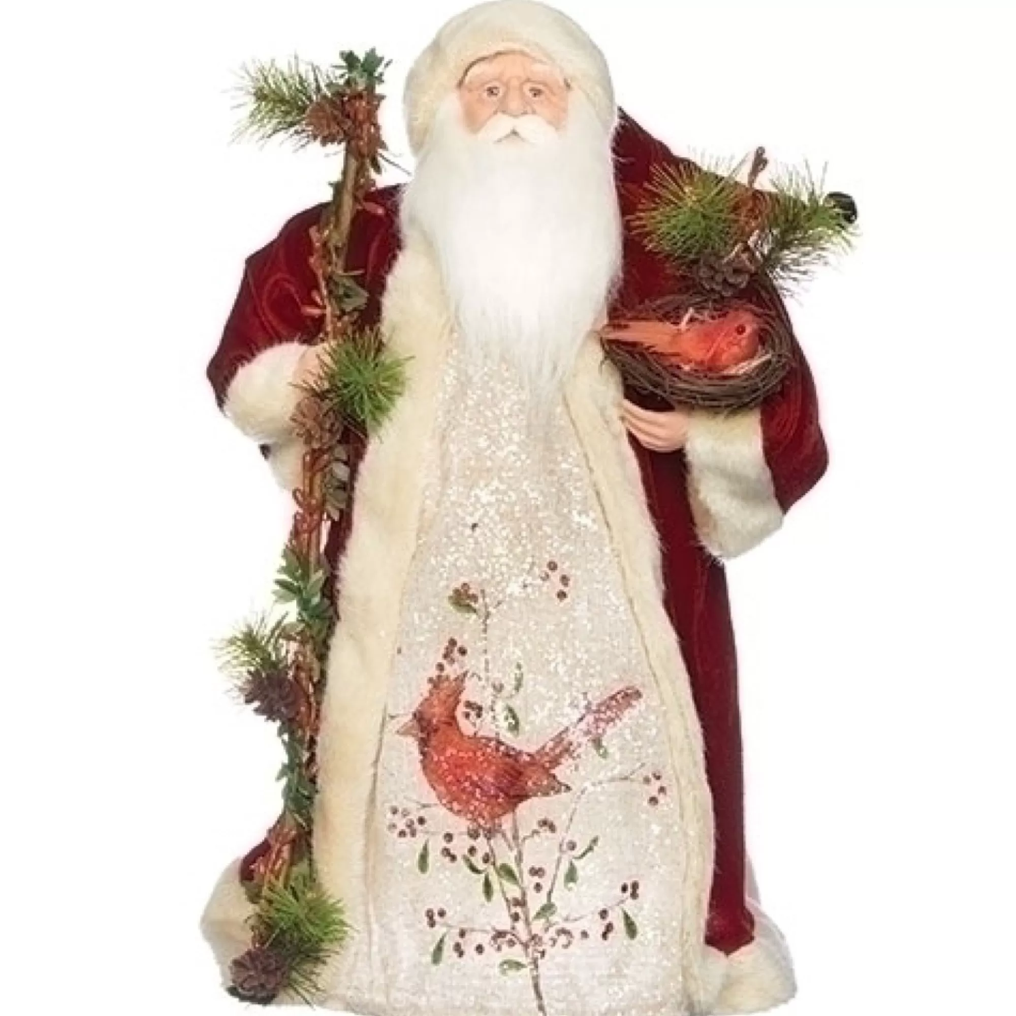 Flash Sale 18" Santa With Cardinal Tree Topper Santa Claus