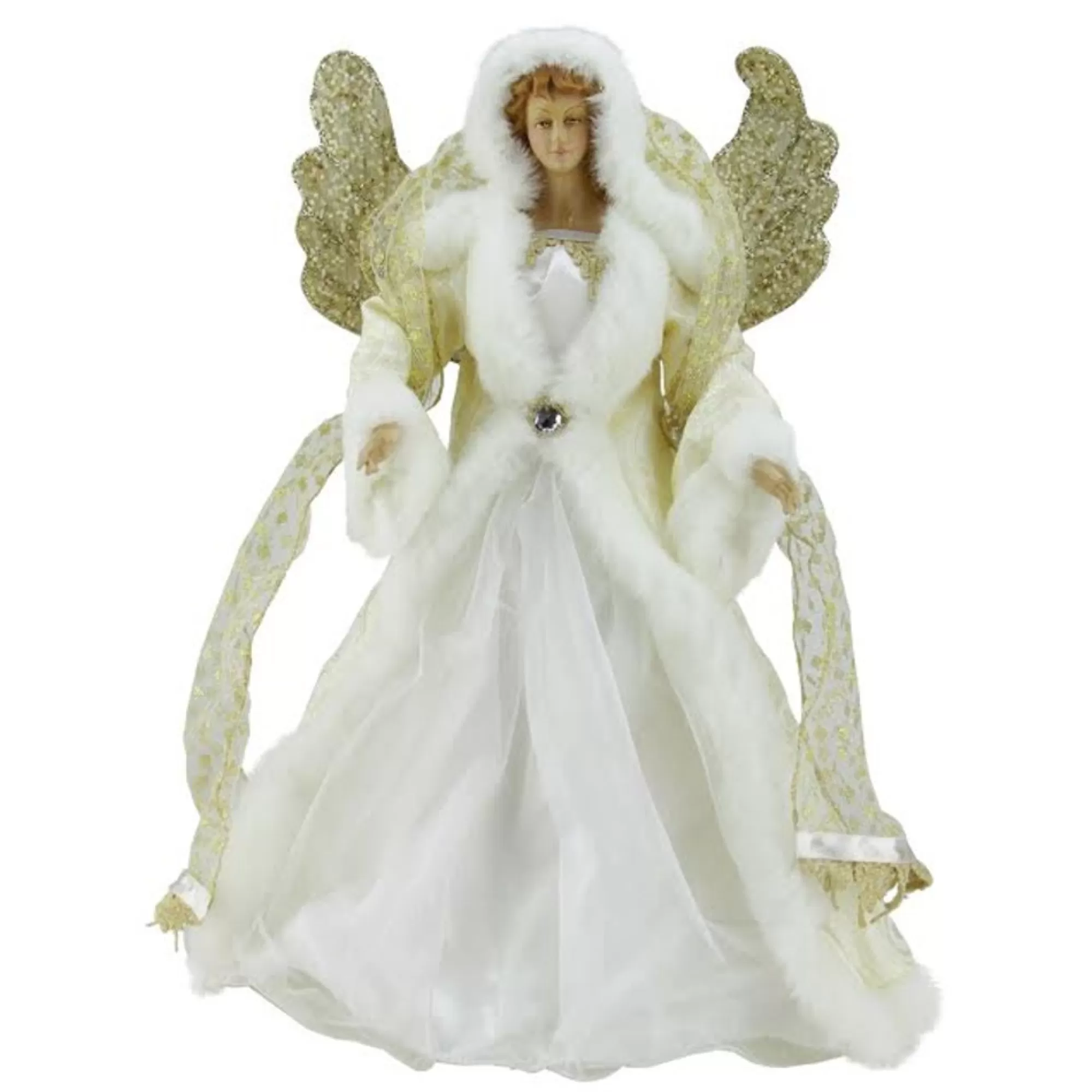 Best Sale 18" White And Gold Angel Christmas Tree Topper - Unlit Angels