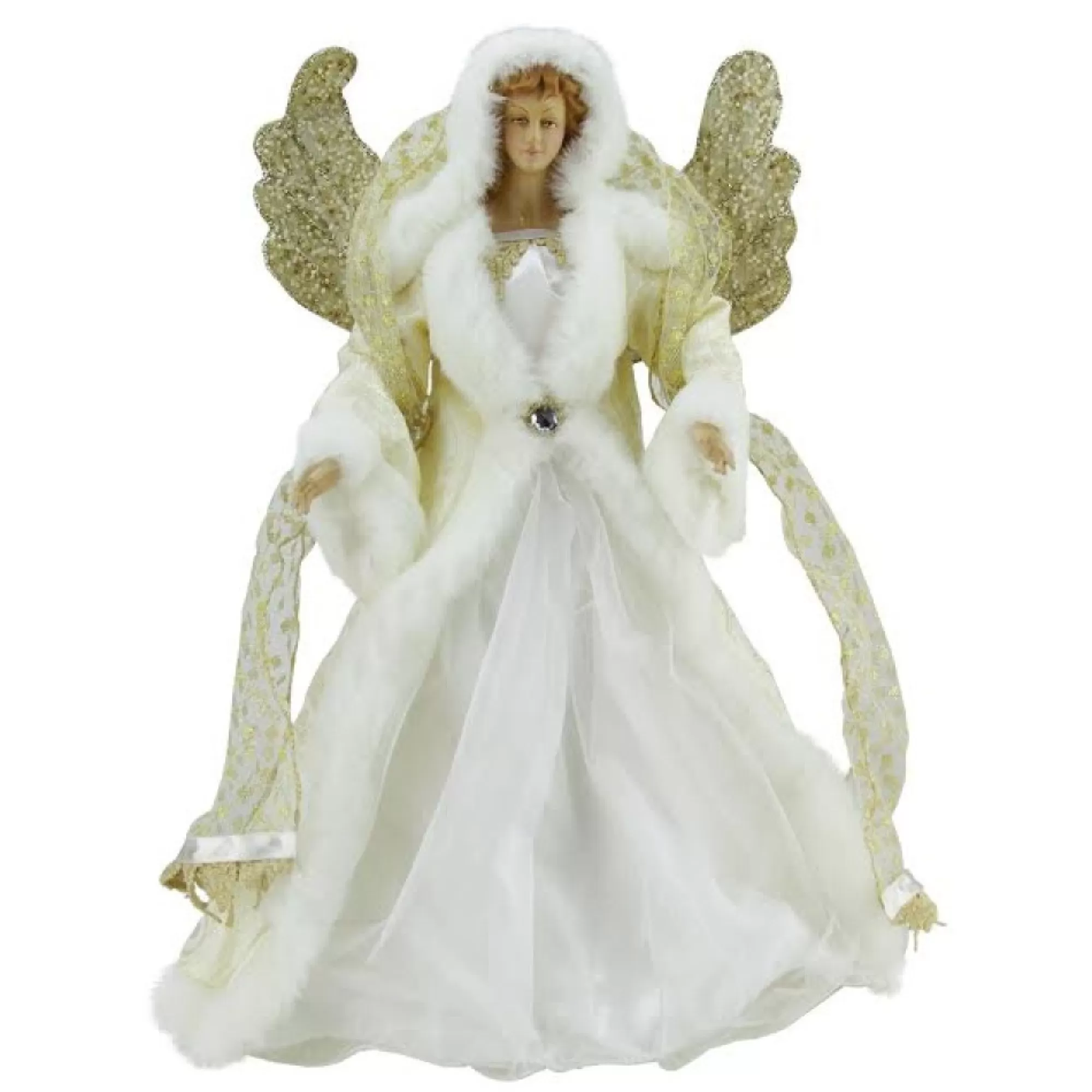 Best Sale 18" White And Gold Angel Christmas Tree Topper - Unlit Angels