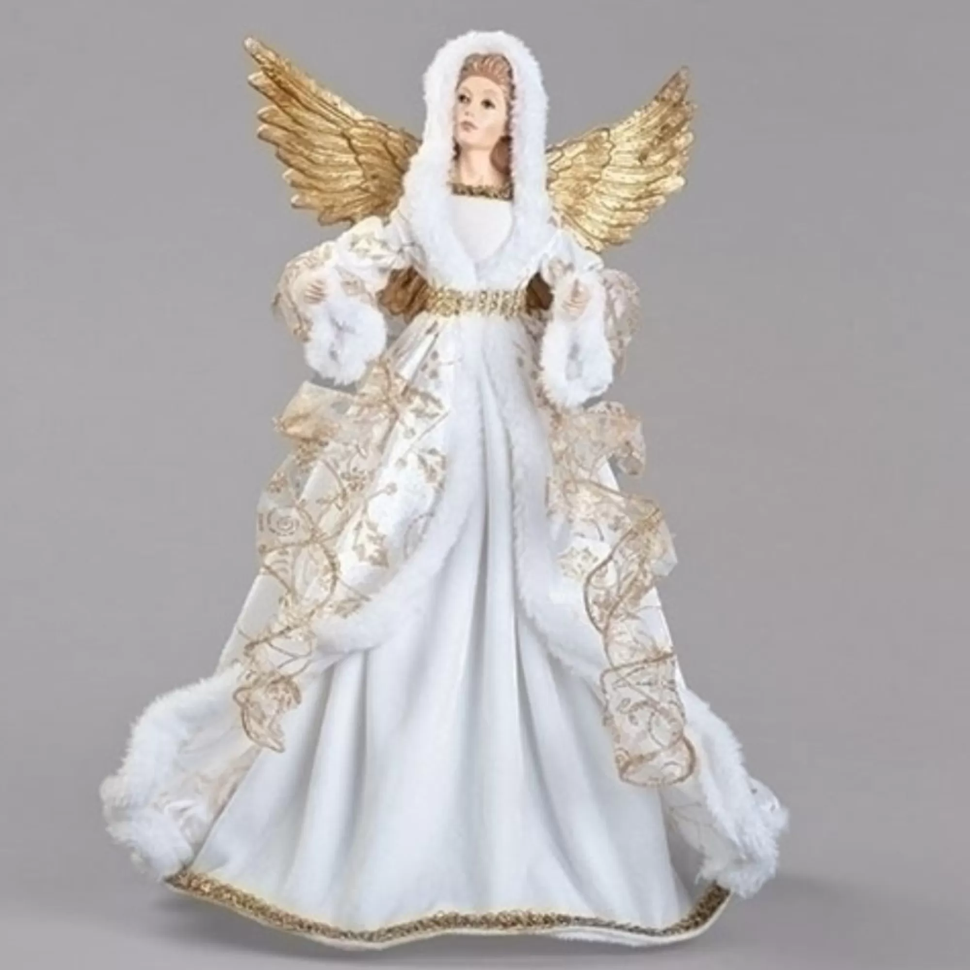 Online 18" White And Gold Angel Christmas Tree Topper, Unlit Angels