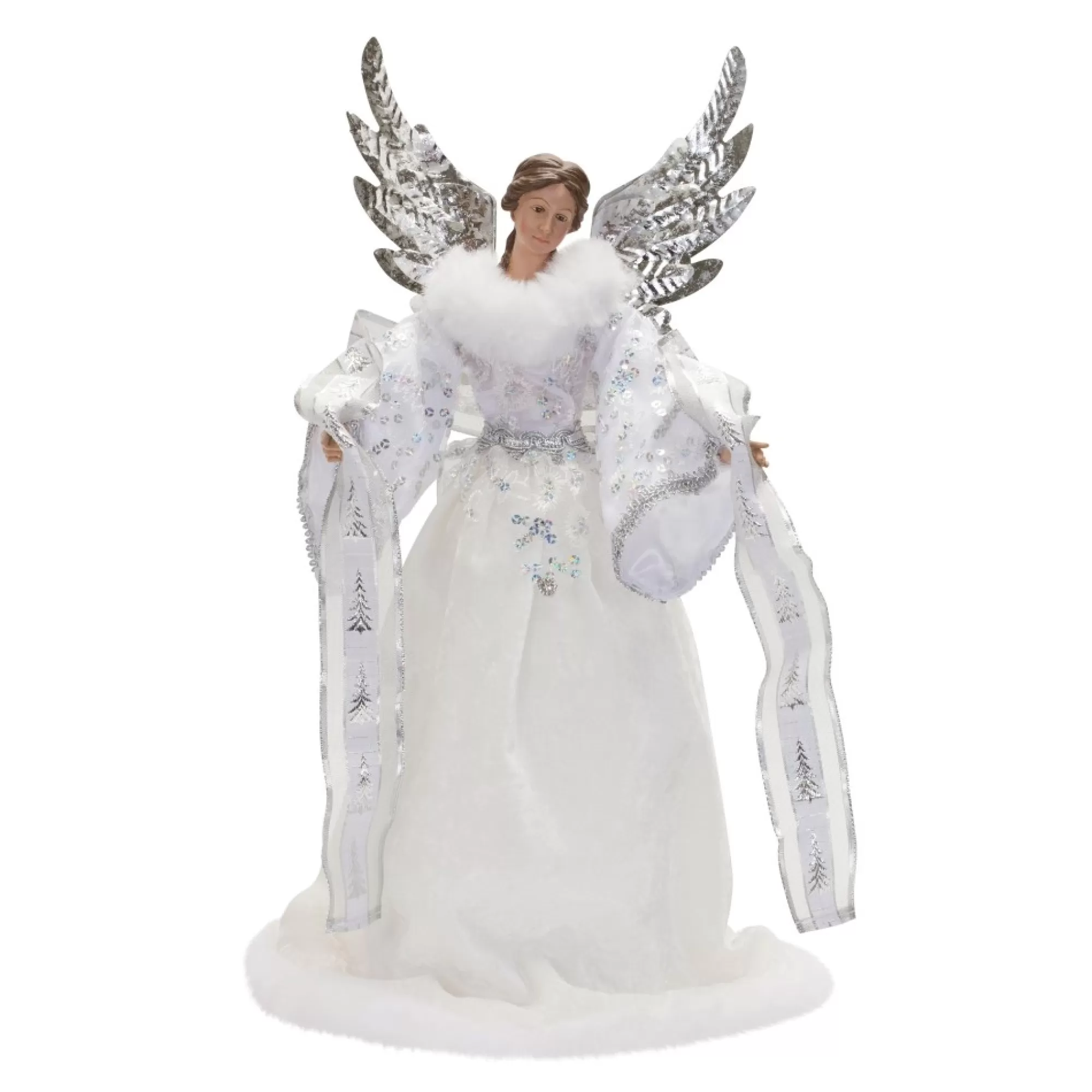 Cheap 19" White And Silver Angel Christmas Tree Topper - Unlit Angels