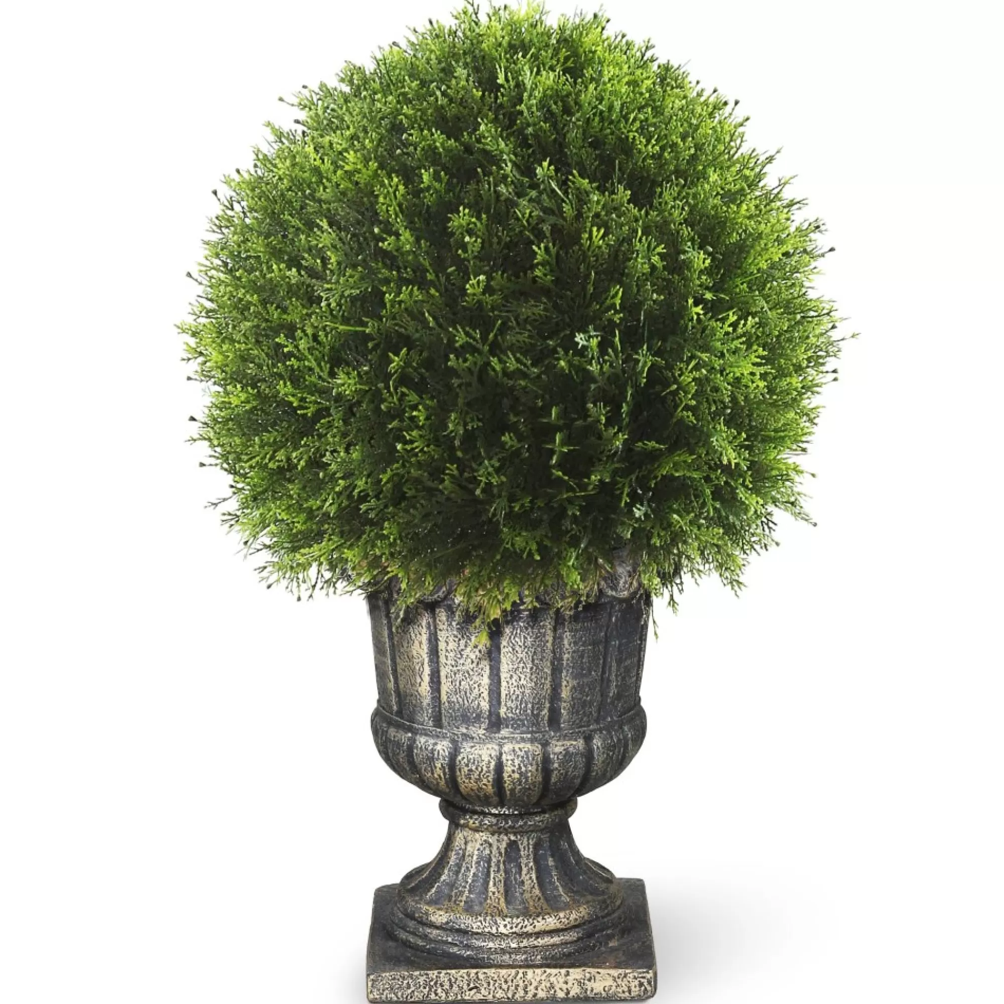 New 27" Upright Juniper Ball Topiary Tree In Urn - Unlit Topiaries