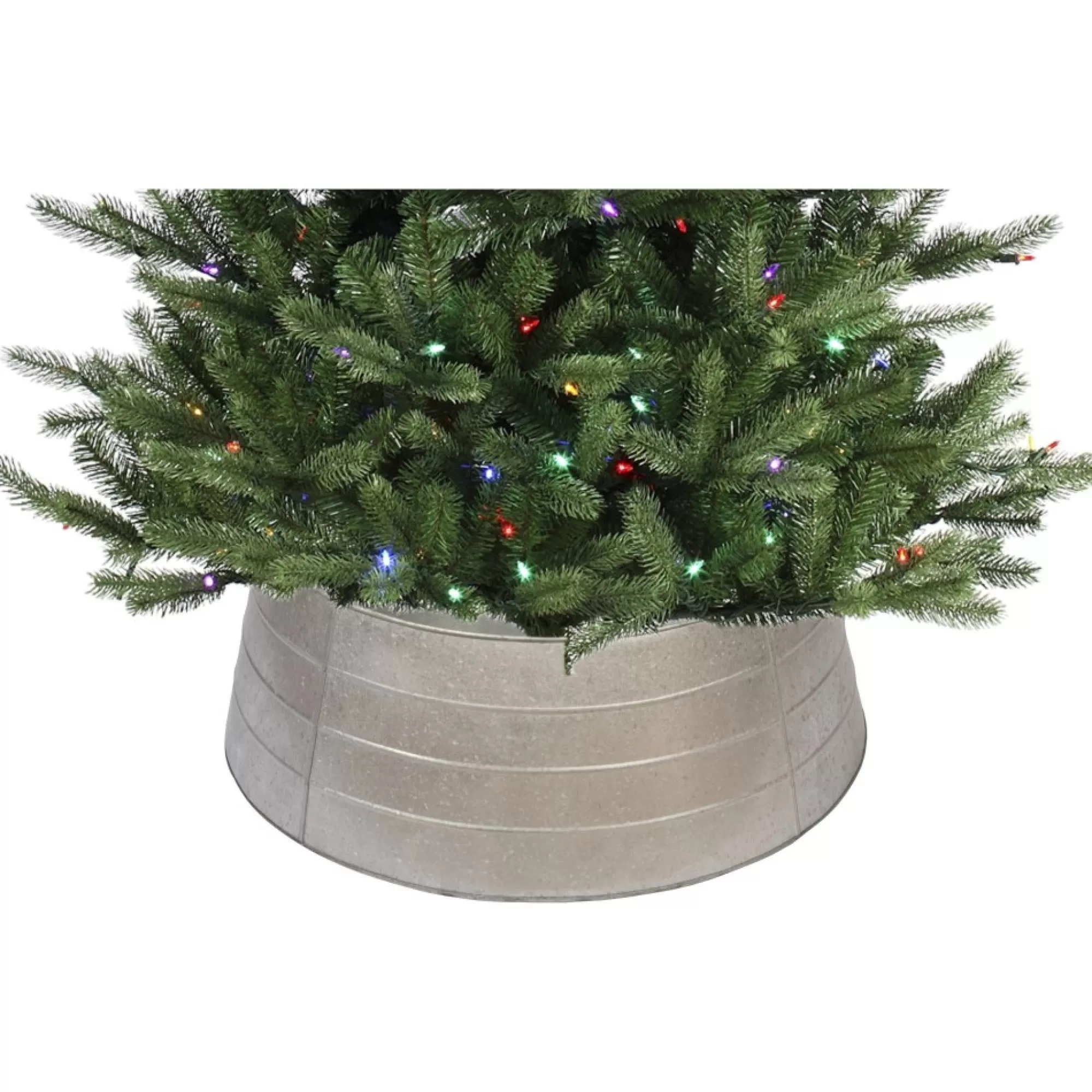 Best 28" Silver Rustic Christmas Galvanized Tree Collar Artificial Tree Stands