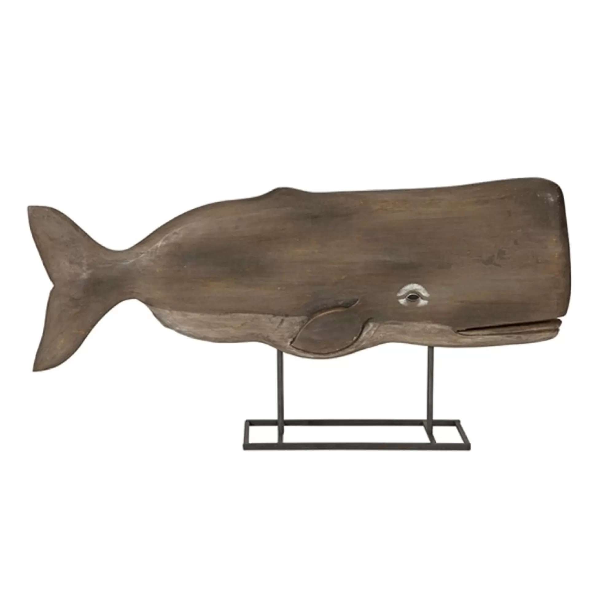 Best Sale 29" Natural Carved Mango Wood Seaside Whale Statuary Finials