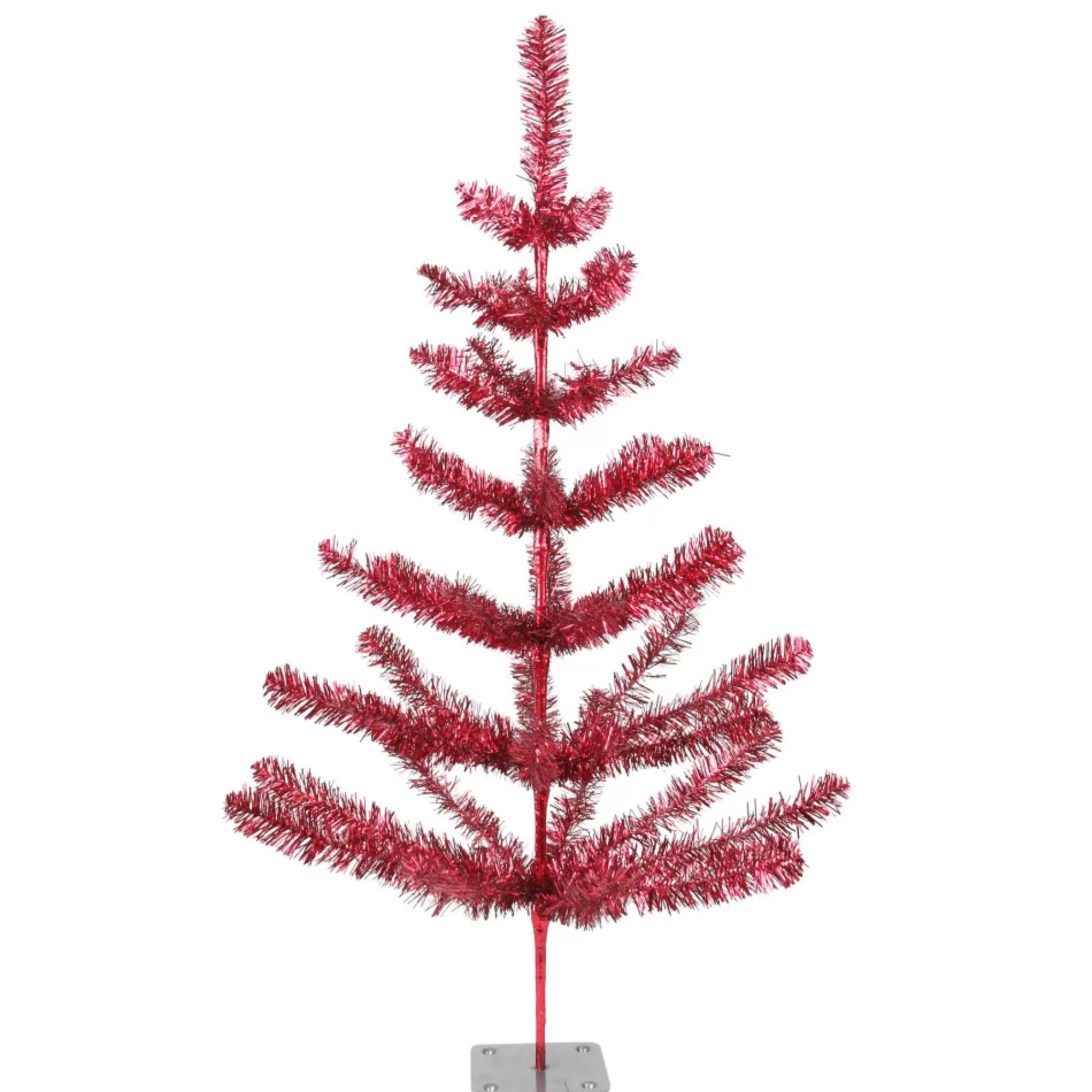 Clearance 3' Medium Red Tinsel Twig Artificial Christmas Tree, Unlit Unlit