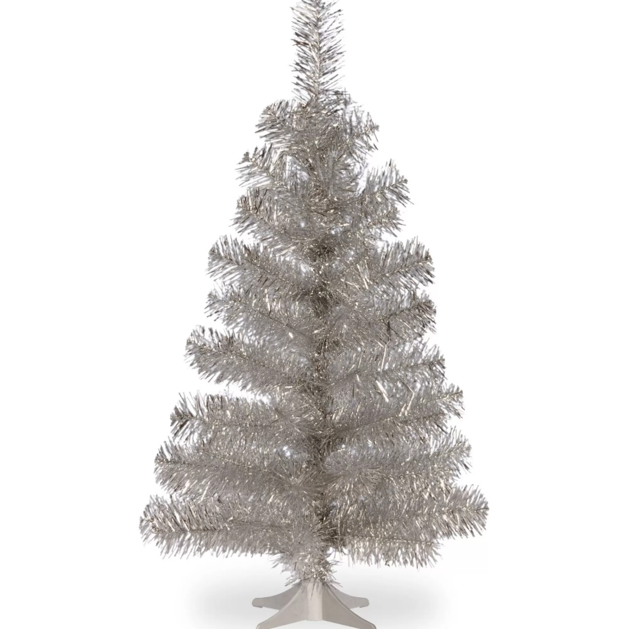 Outlet 3' Medium Silver Pine Tinsel Artificial Christmas Tree - Unlit Unlit