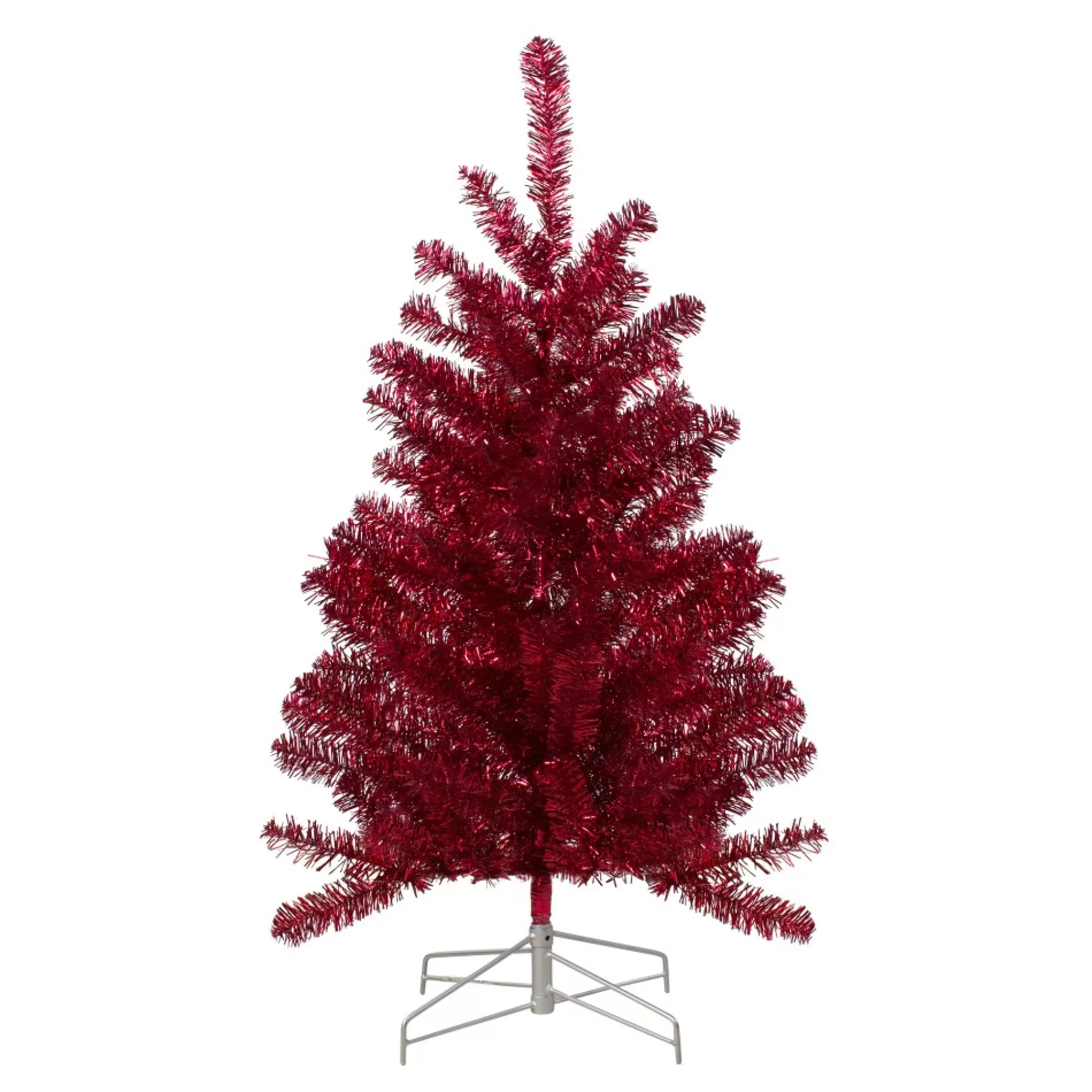 New 3' Metallic Crimson Tinsel Artificial Christmas Tree - Unlit Unlit