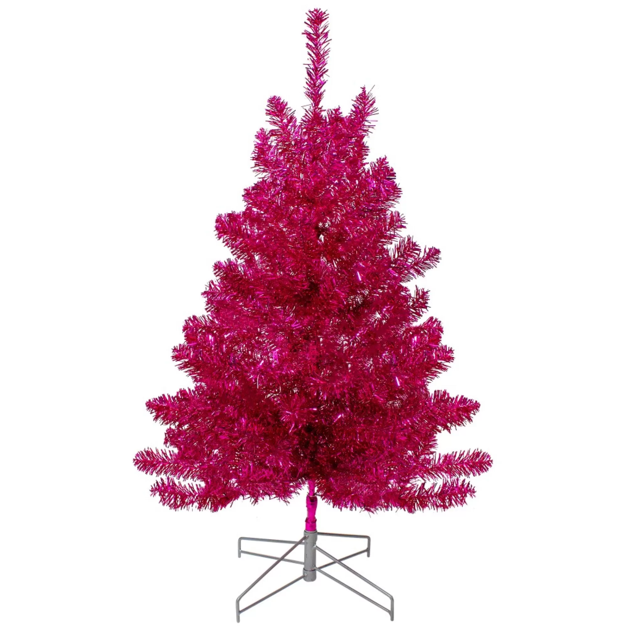 Store 3' Metallic Pink Tinsel Artificial Christmas Tree - Unlit Unlit