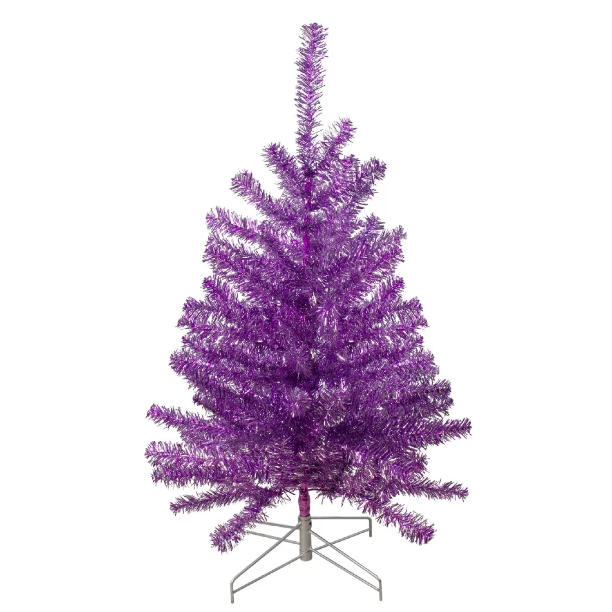 Outlet 3' Metallic Purple Tinsel Artificial Christmas Tree - Unlit Unlit