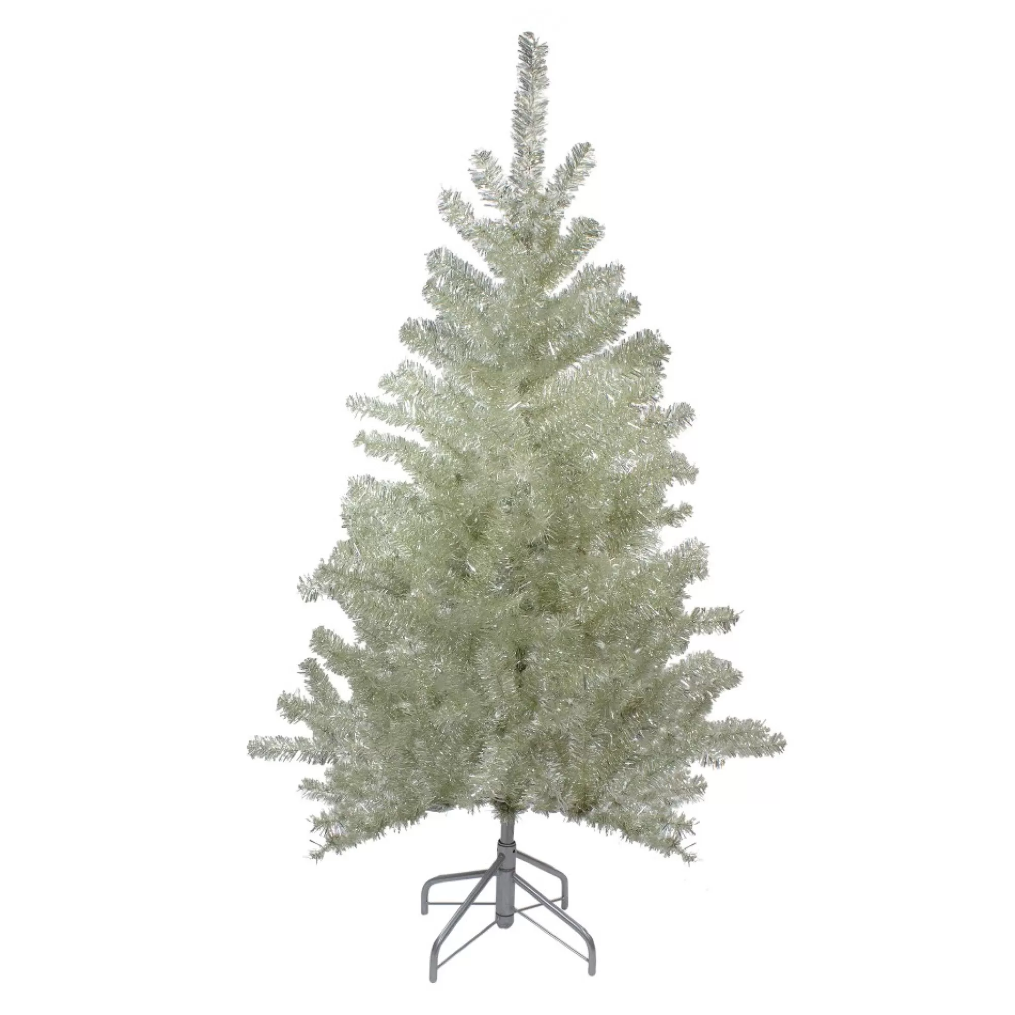 Outlet 4.5' Metallic Platinum Artificial Tinsel Christmas Tree - Unlit Unlit