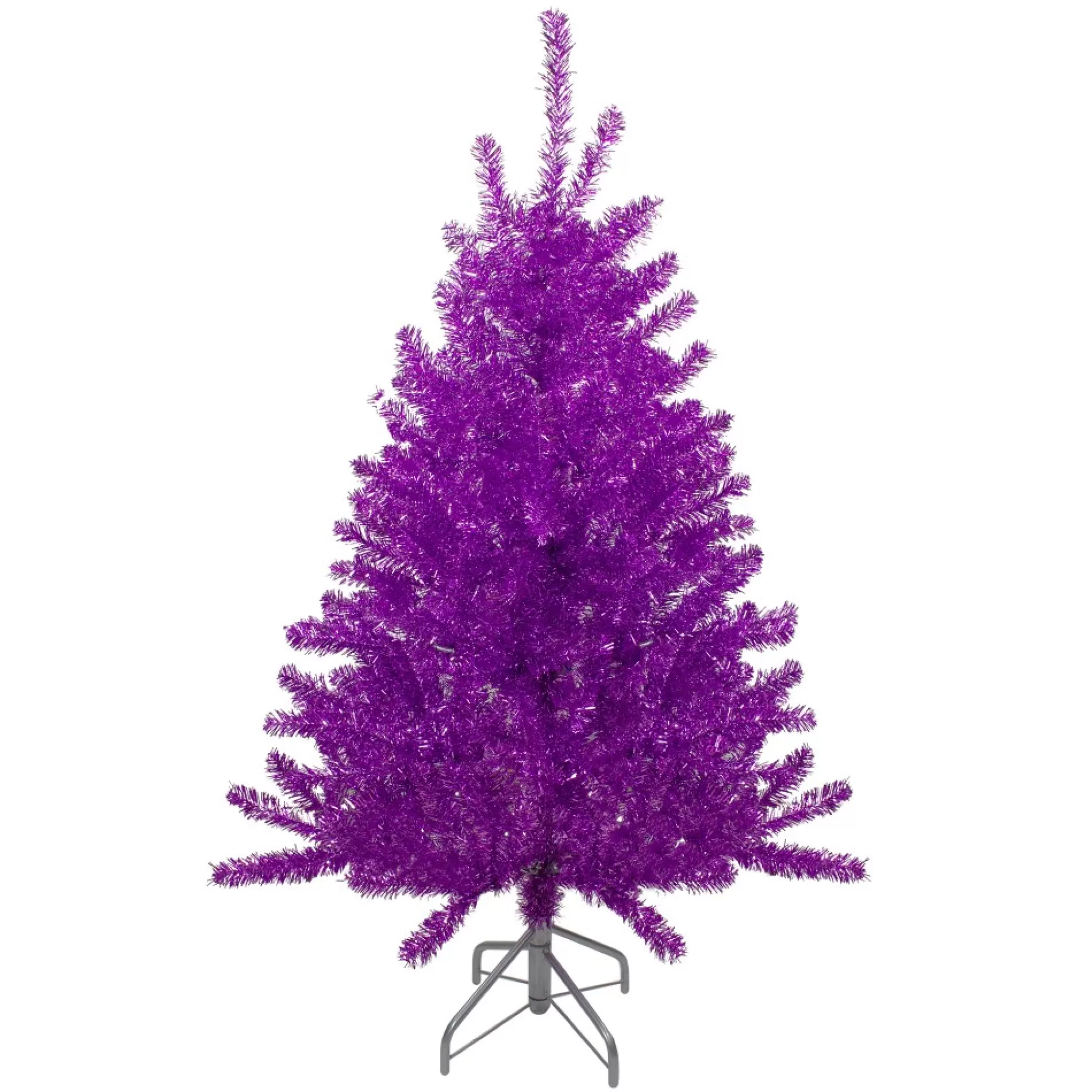 New 4.5' Metallic Purple Tinsel Artificial Christmas Tree -Unlit Unlit