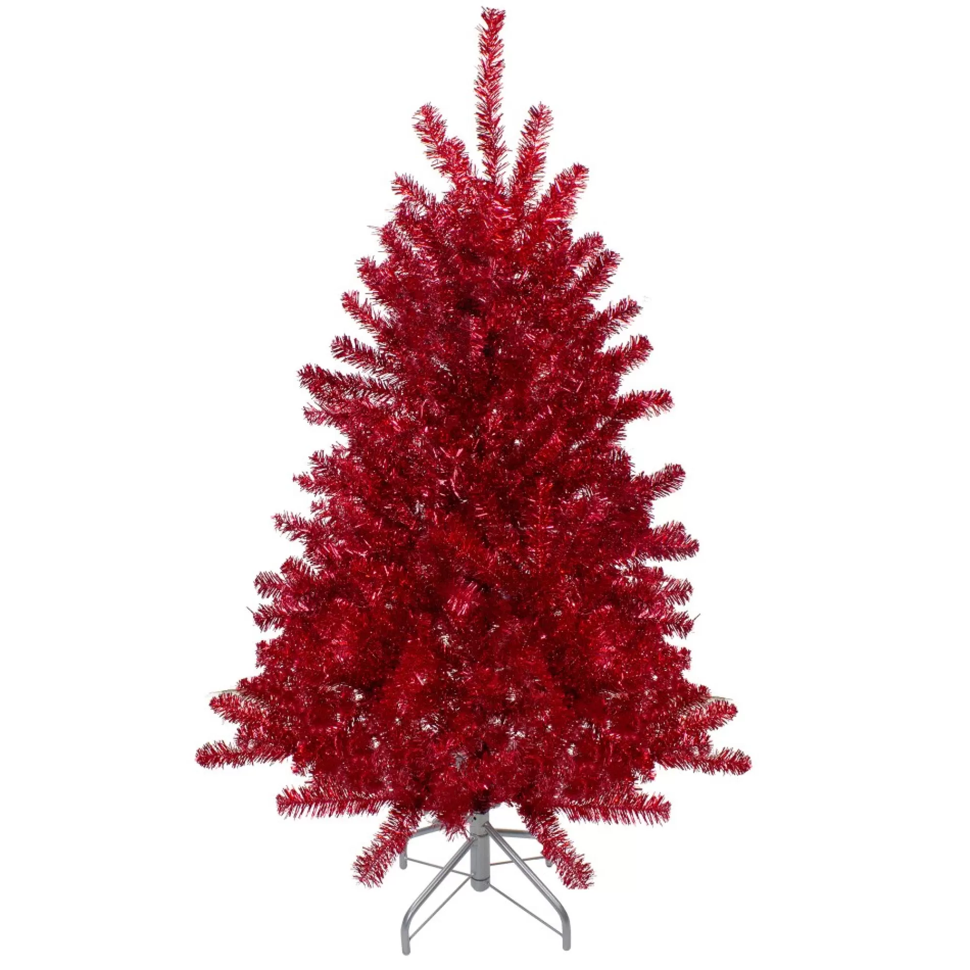 Flash Sale 4.5' Metallic Red Tinsel Artificial Christmas Tree - Unlit Unlit