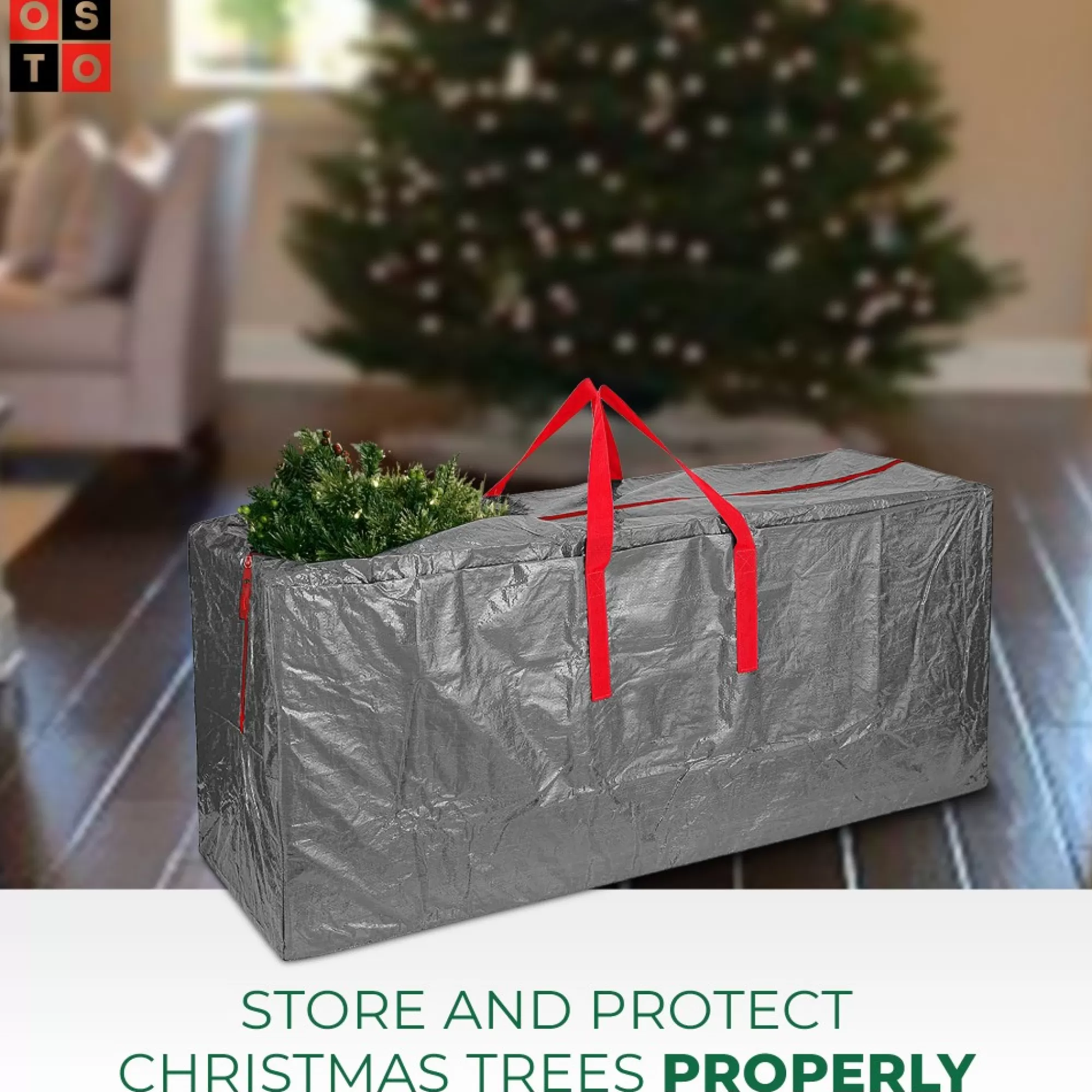 Store 48" Gray Waterproof Artificial Christmas Tree Storage Bag Tree Storage