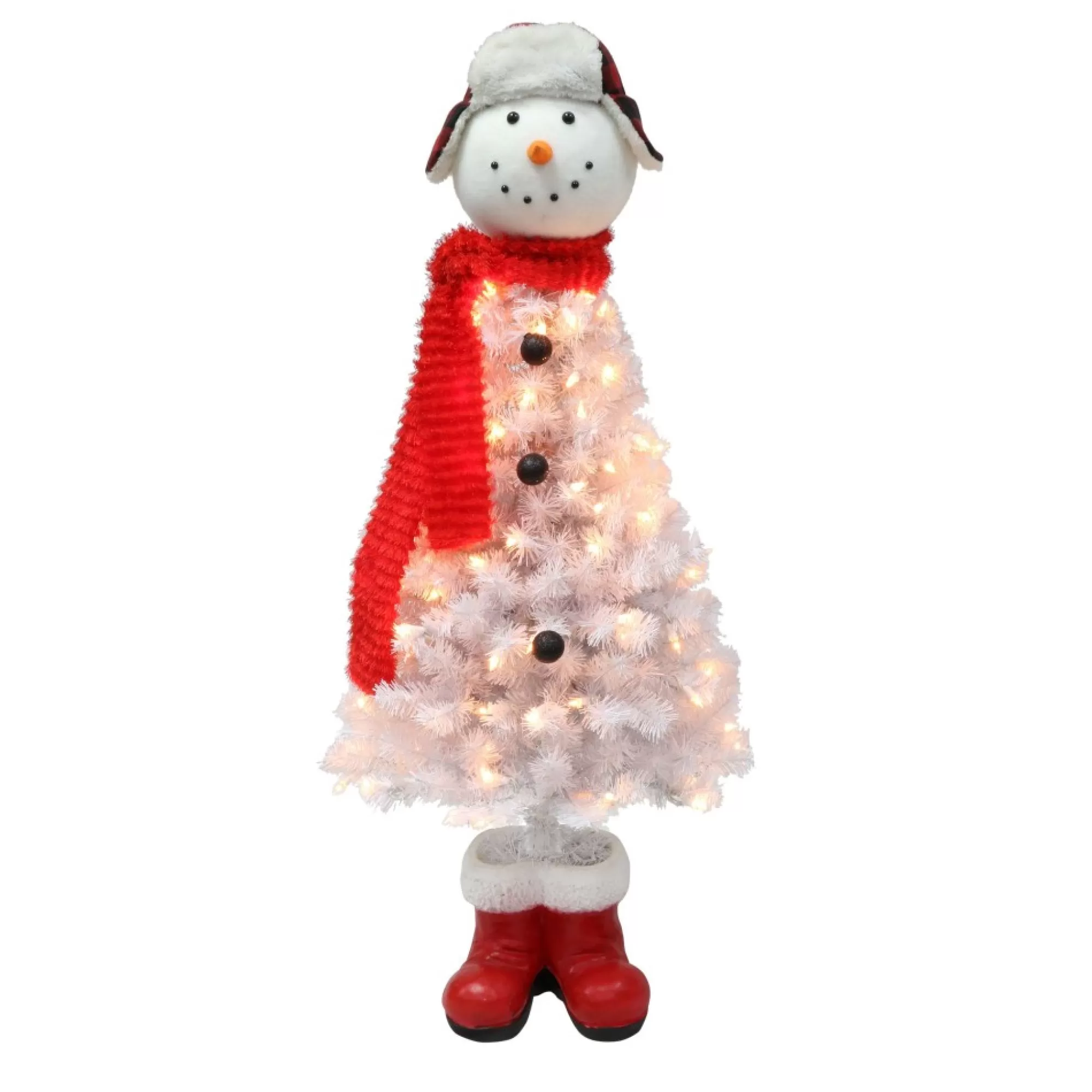 Discount 4' Pre-Lit Slim Snowman Artificial Christmas Tree, Clear Lights Snowing