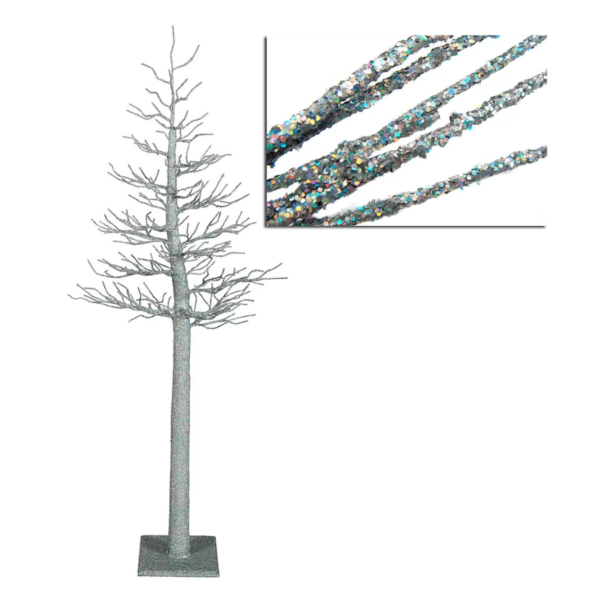 Outlet 4' Silver Glitter Metallic Artificial Christmas Display Tree - Unlit Unlit