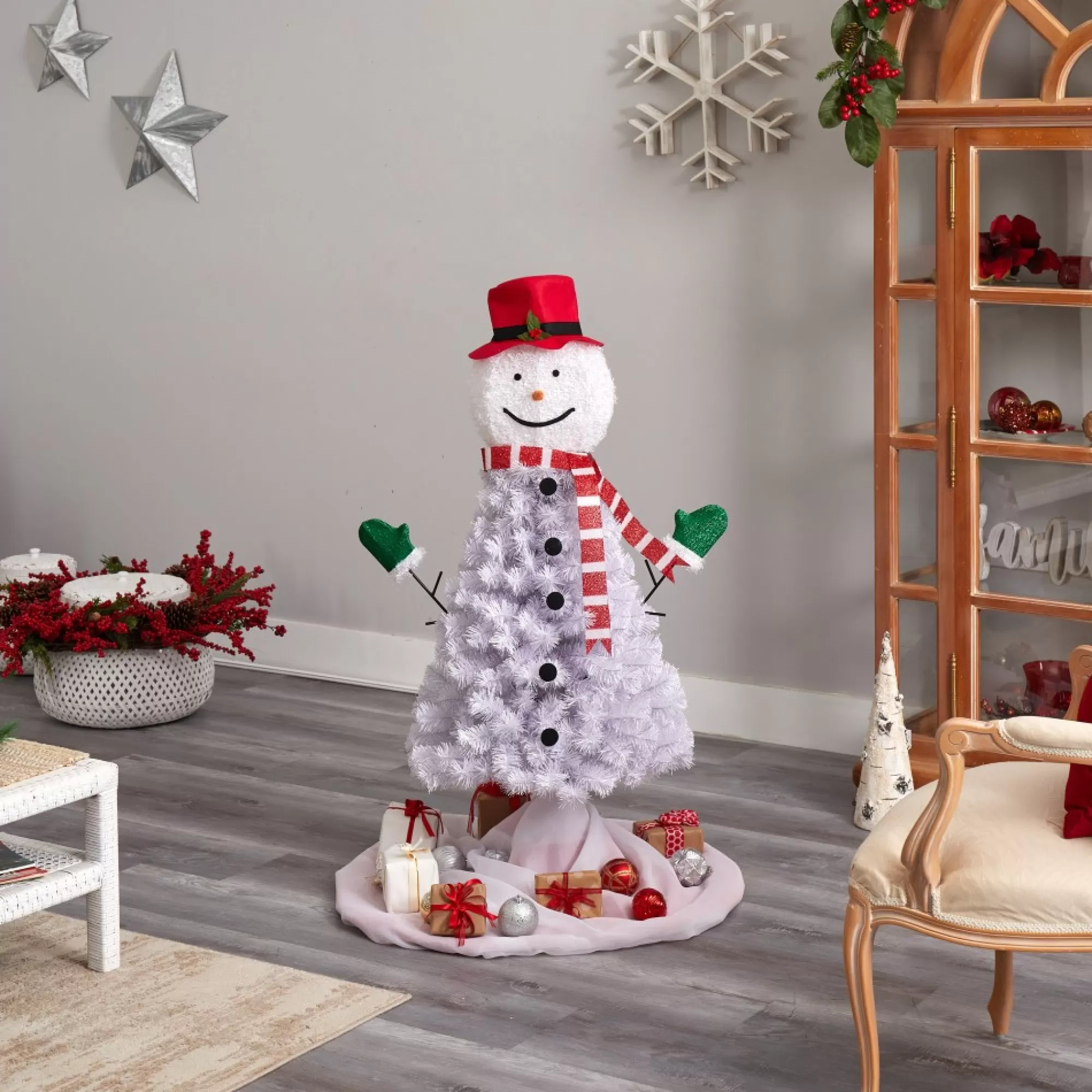 Discount 4' Snowman Artificial Christmas Tree, Unlit Unlit