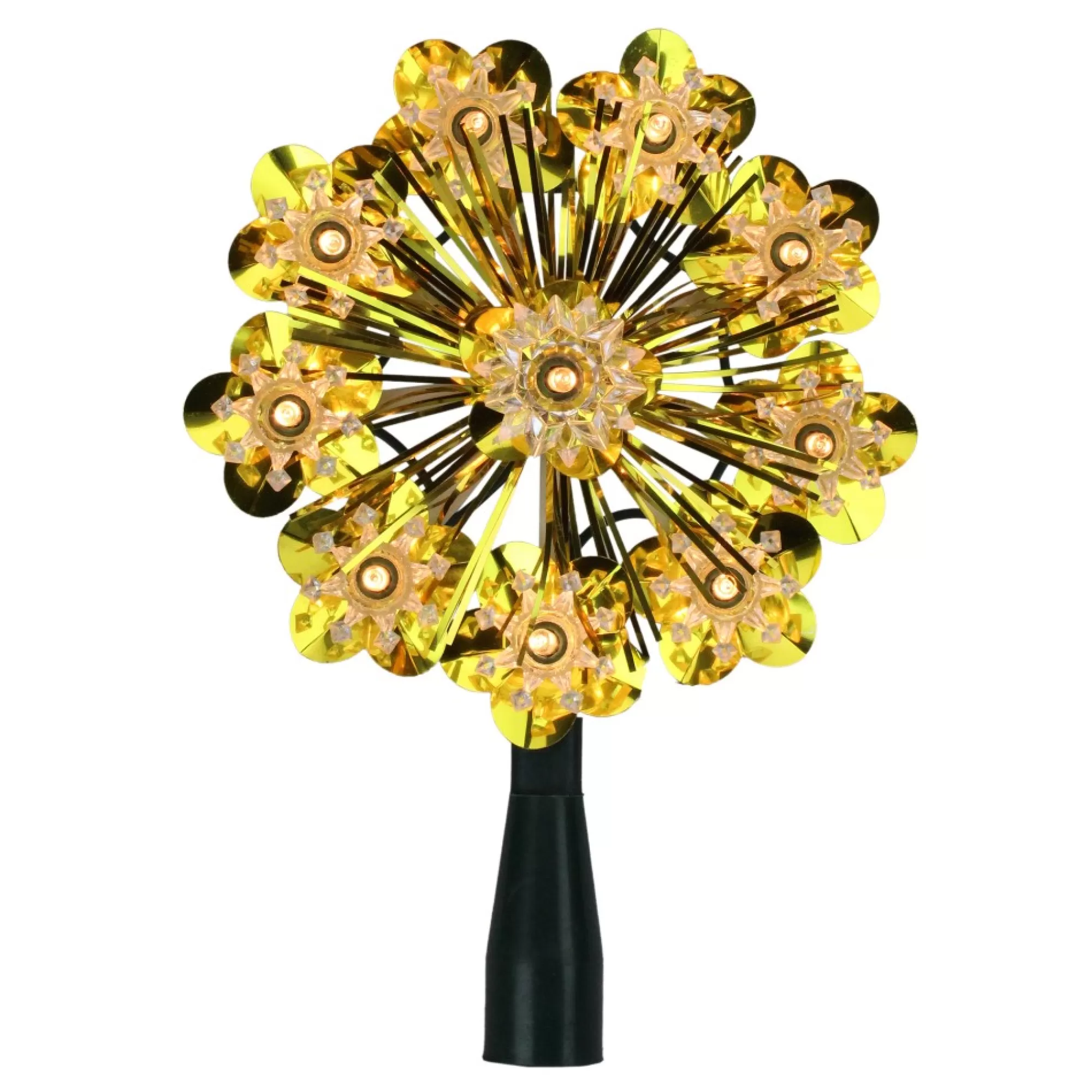 Cheap 5.5" Gold Snowflake Starburst Christmas Tree Topper - Clear Lights Snowflake