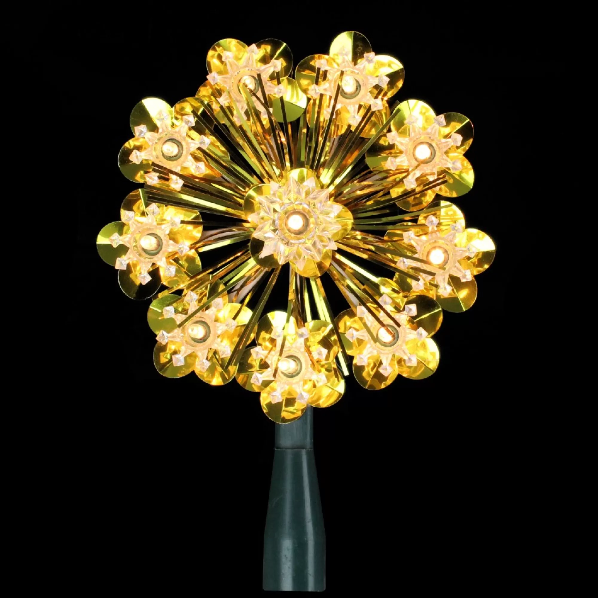 Cheap 5.5" Gold Snowflake Starburst Christmas Tree Topper - Clear Lights Snowflake