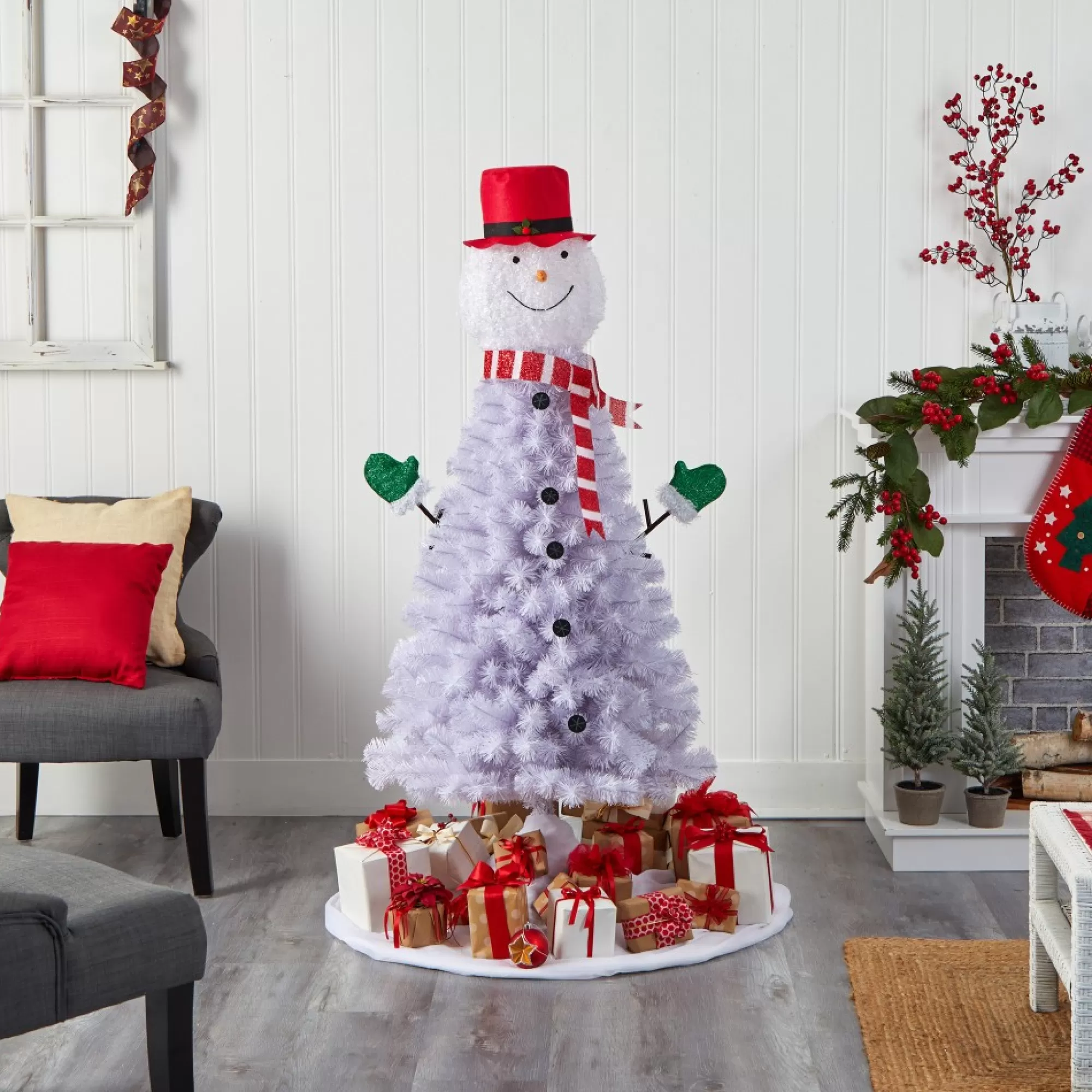 Fashion 6.5' Snowman Artificial Christmas Tree, Unlit Unlit