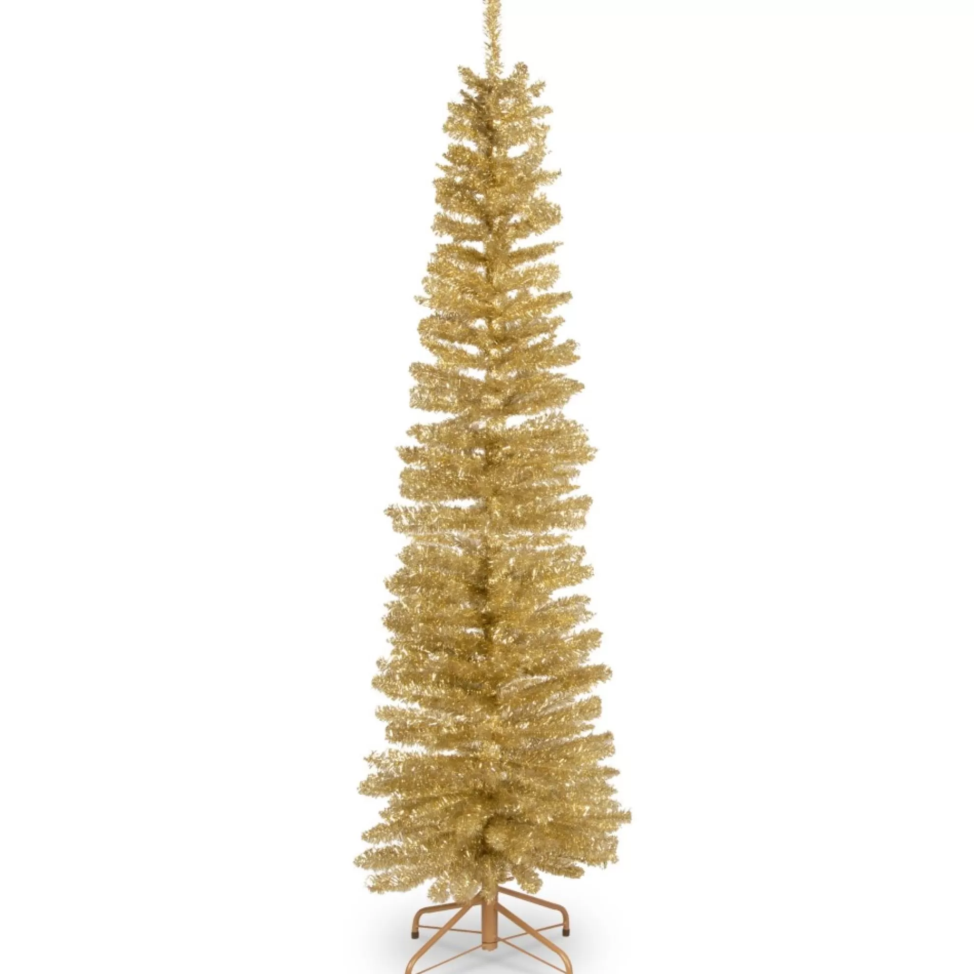 Store 6' Pencil Champagne Gold Tinsel Artificial Christmas Tree - Unlit Unlit