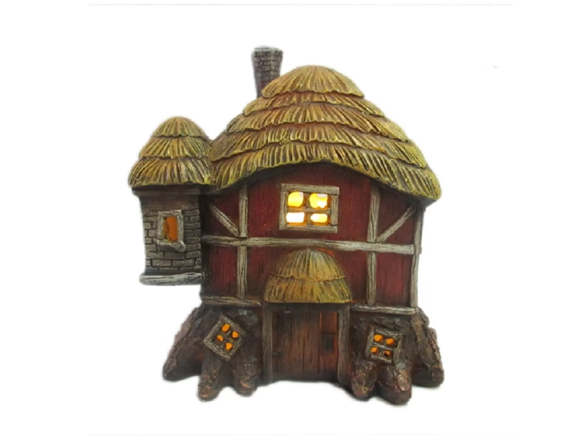 Best Sale 6" Thatched Roof Barn Fairy Garden Statue - Battery Operated Finials