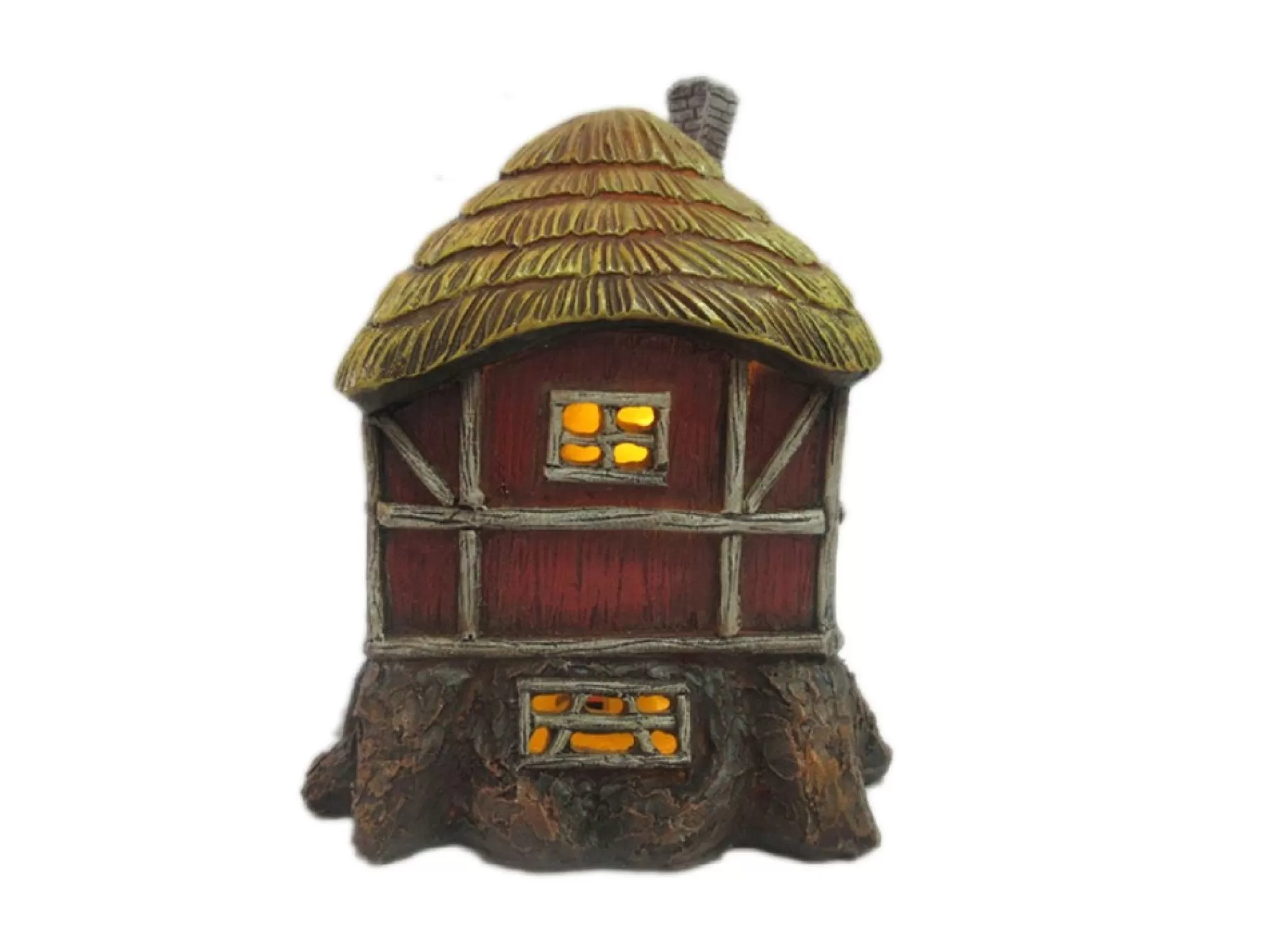 Best Sale 6" Thatched Roof Barn Fairy Garden Statue - Battery Operated Finials