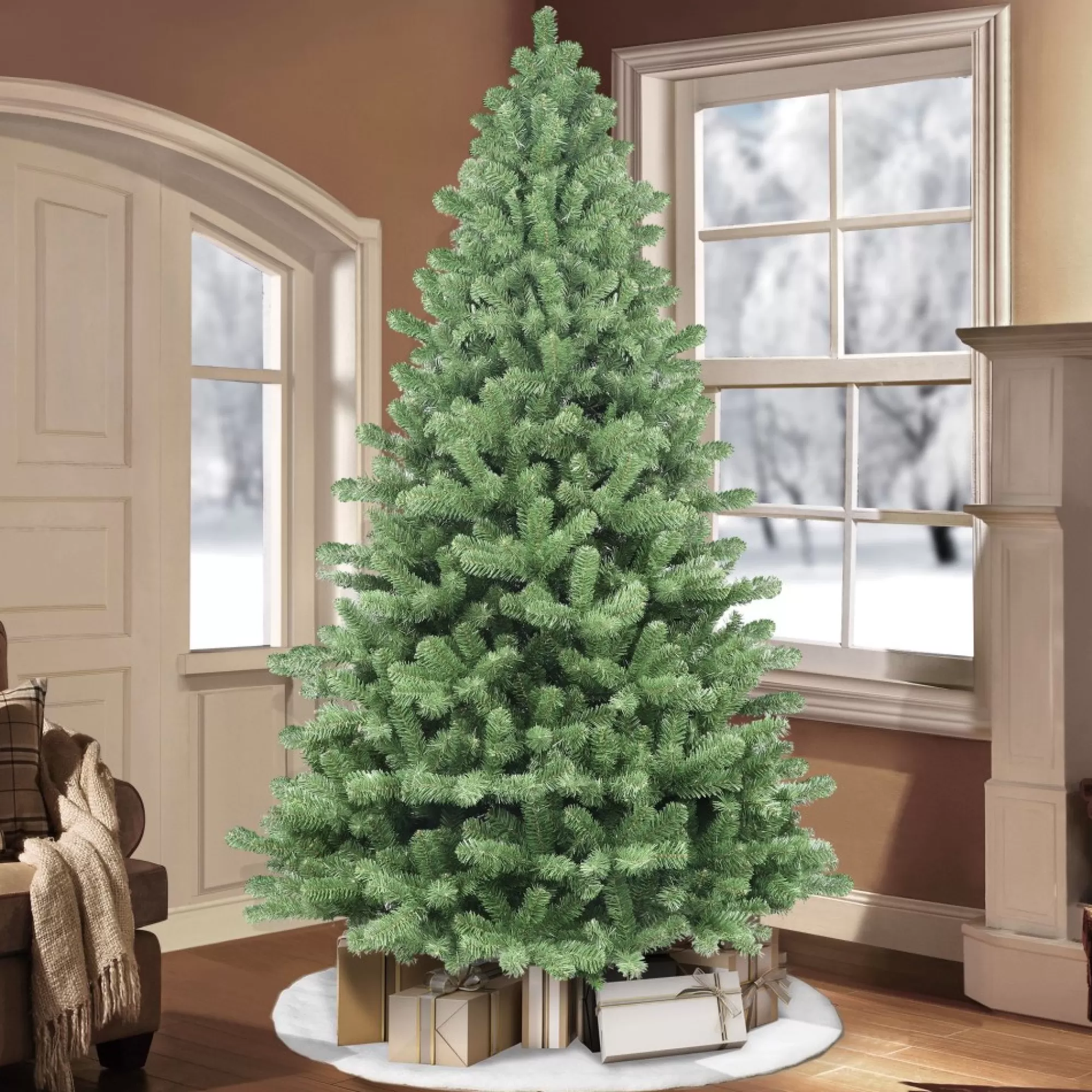 Sale 7.5' Vermont Spruce Artificial Christmas Tree With Stand, Unlit Unlit