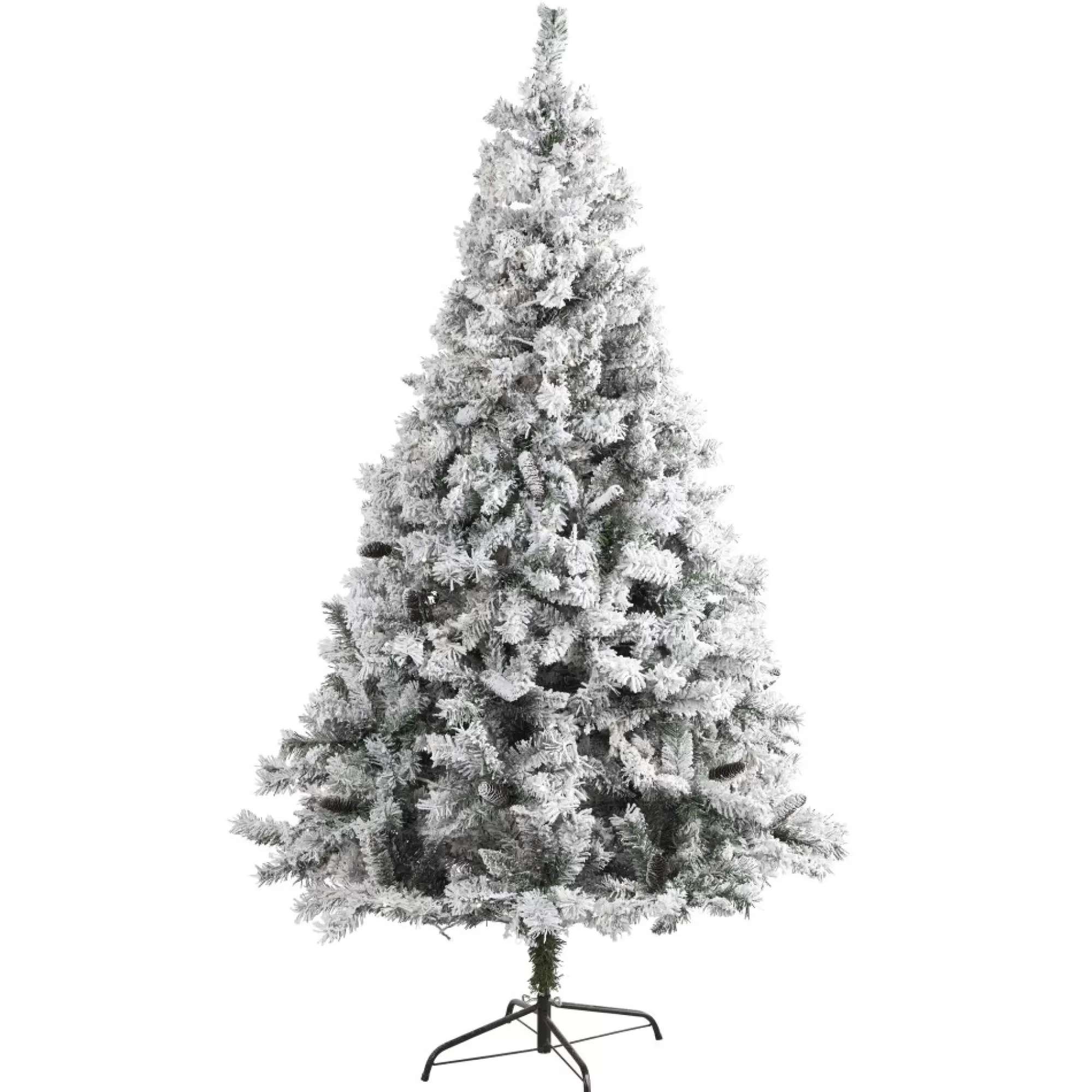 Hot 7' Flocked With White Pinecones Artificial Christmas Tree, Unlit Unlit