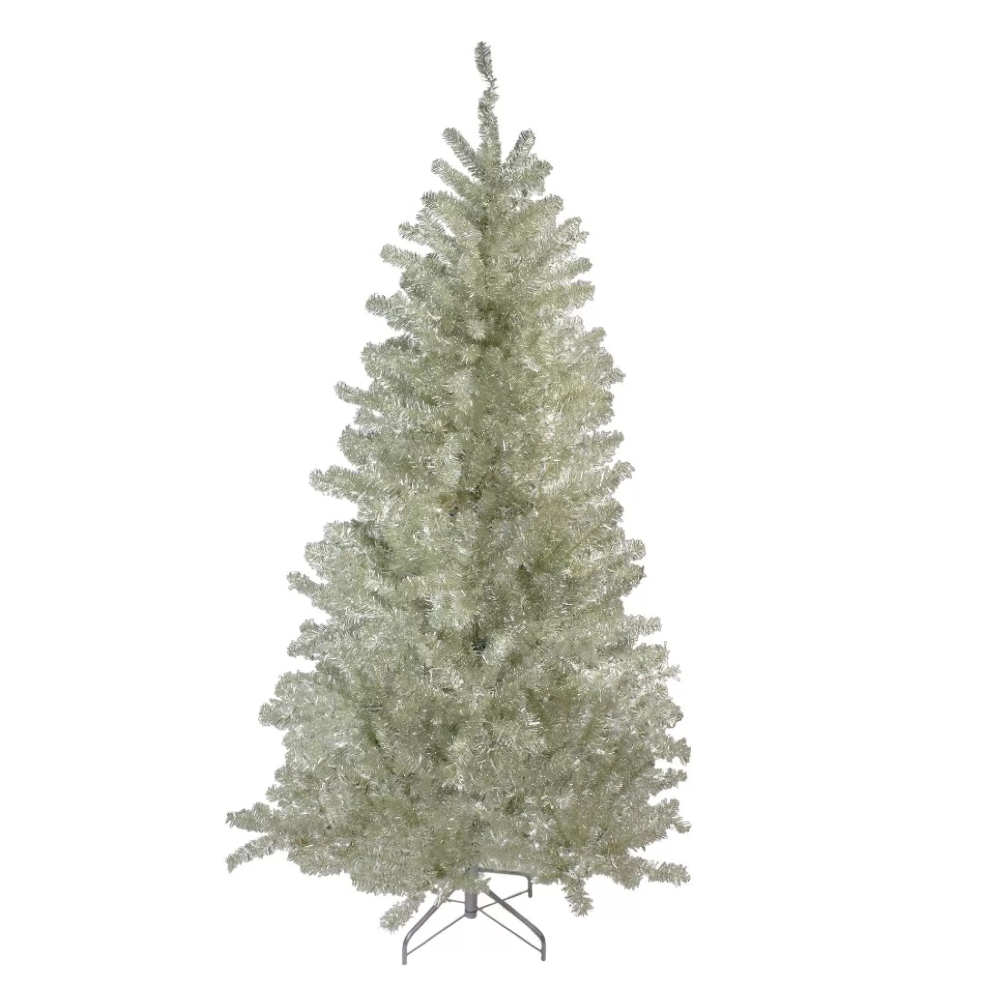 Outlet 7' Metallic Platinum Artificial Tinsel Christmas Tree - Unlit Unlit