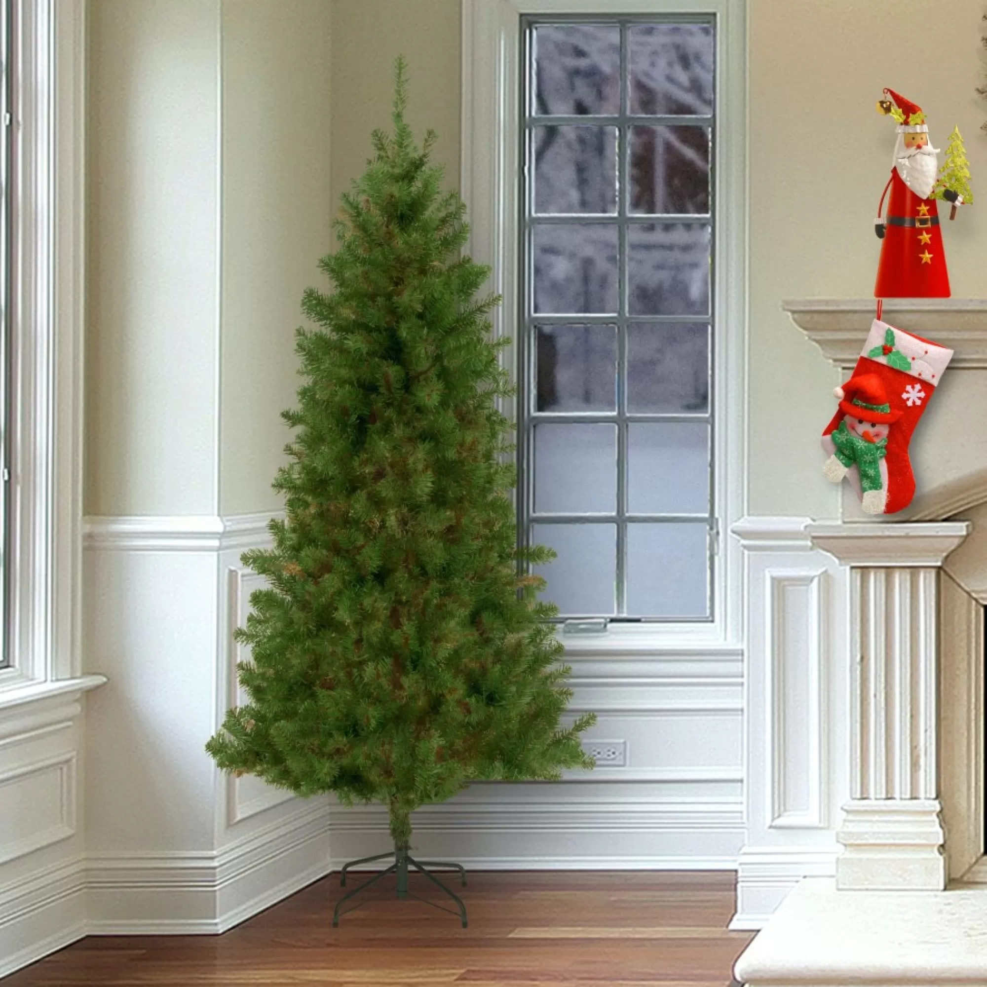 Discount 7' Slim Canadian Grande Fir Artificial Christmas Tree, Unlit Unlit