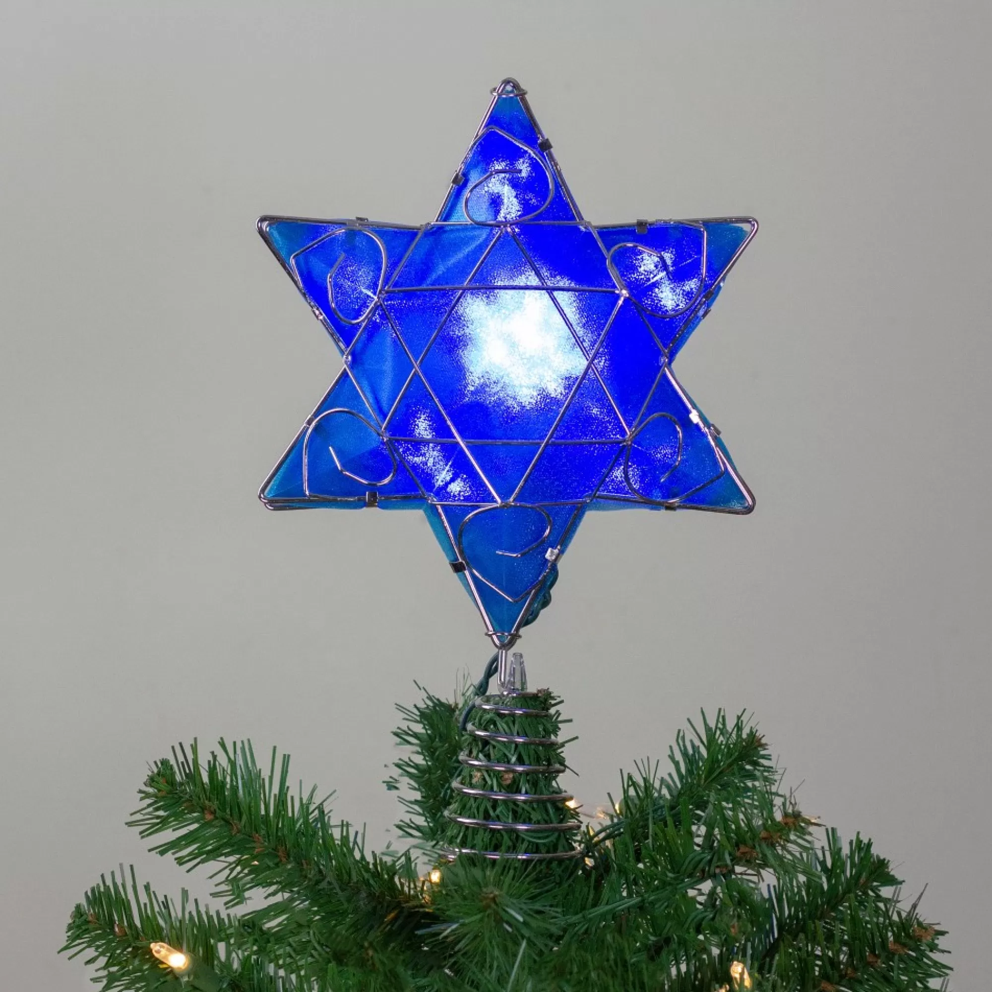 Best 8" Lighted Hanukkah Star Tree Topper - Clear Lights Stars