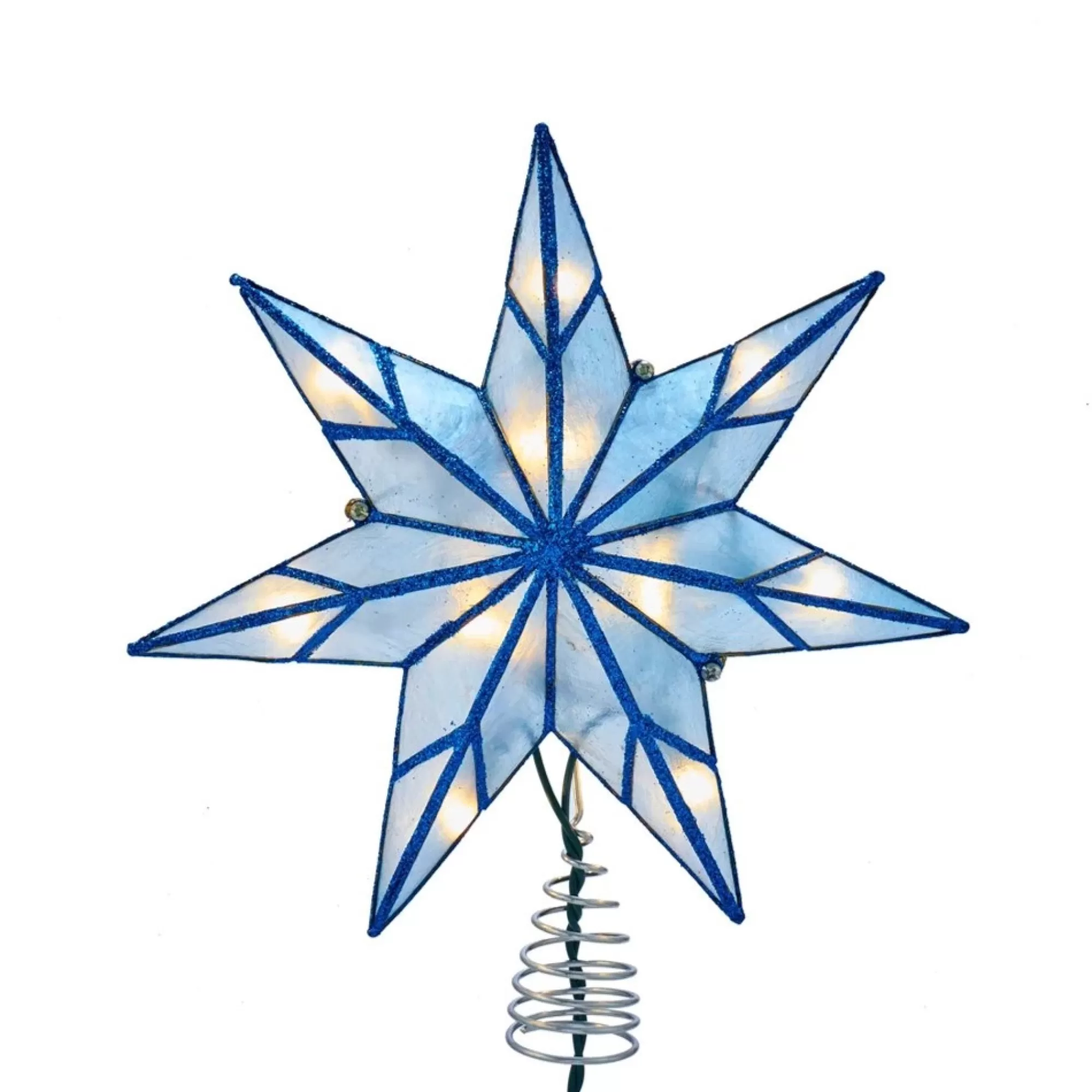 Discount 9.5" Lighted Blue Star Christmas Tree Topper, Clear Lights Stars