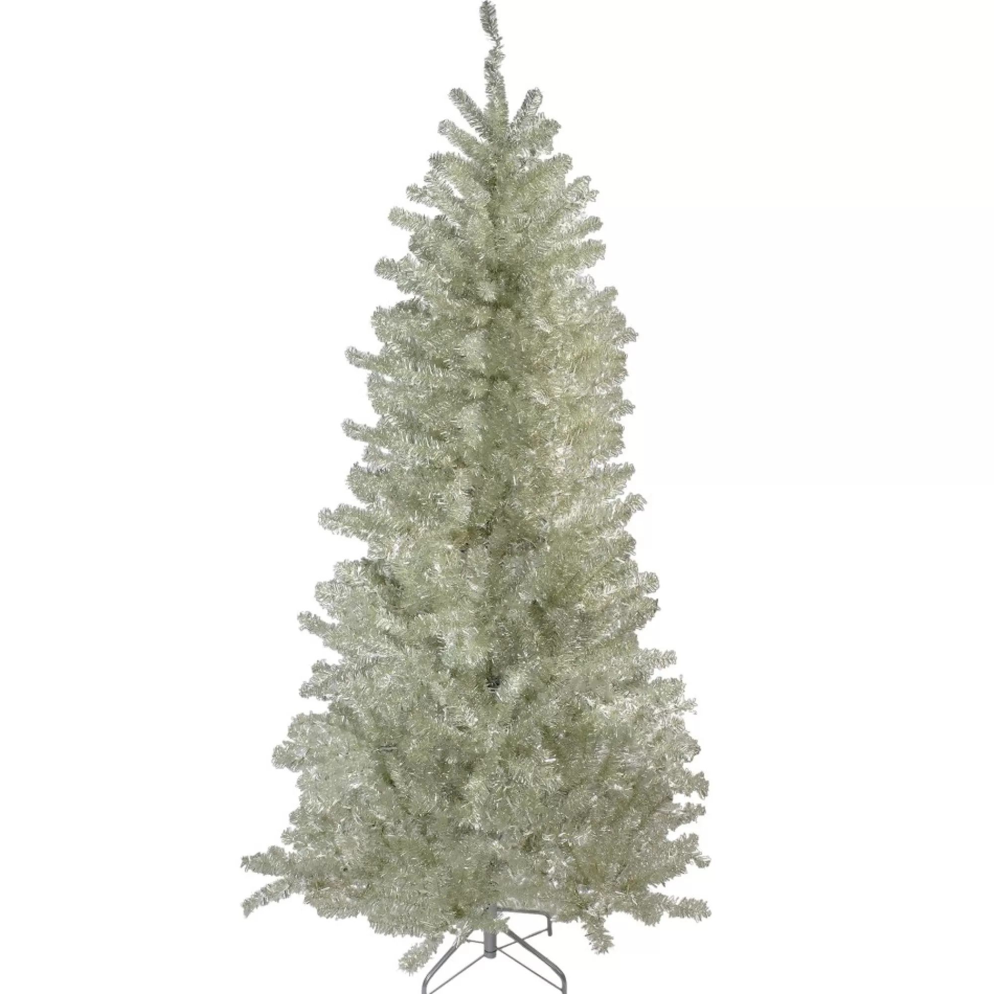 Sale 9' Metallic Platinum Artificial Tinsel Christmas Tree - Unlit Unlit