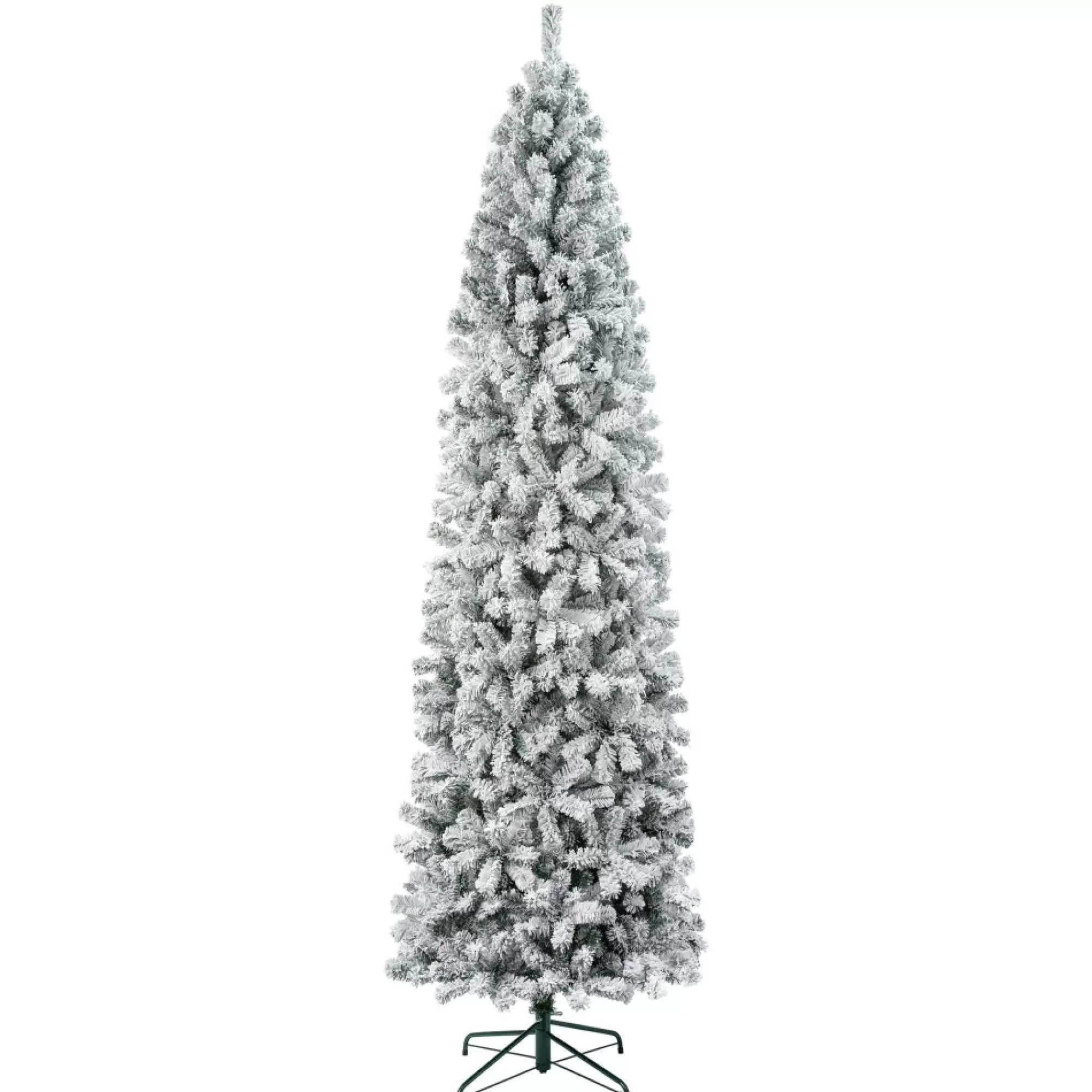 New 9' Pencil Acacia Flocked Artificial Christmas Tree, Unlit Unlit