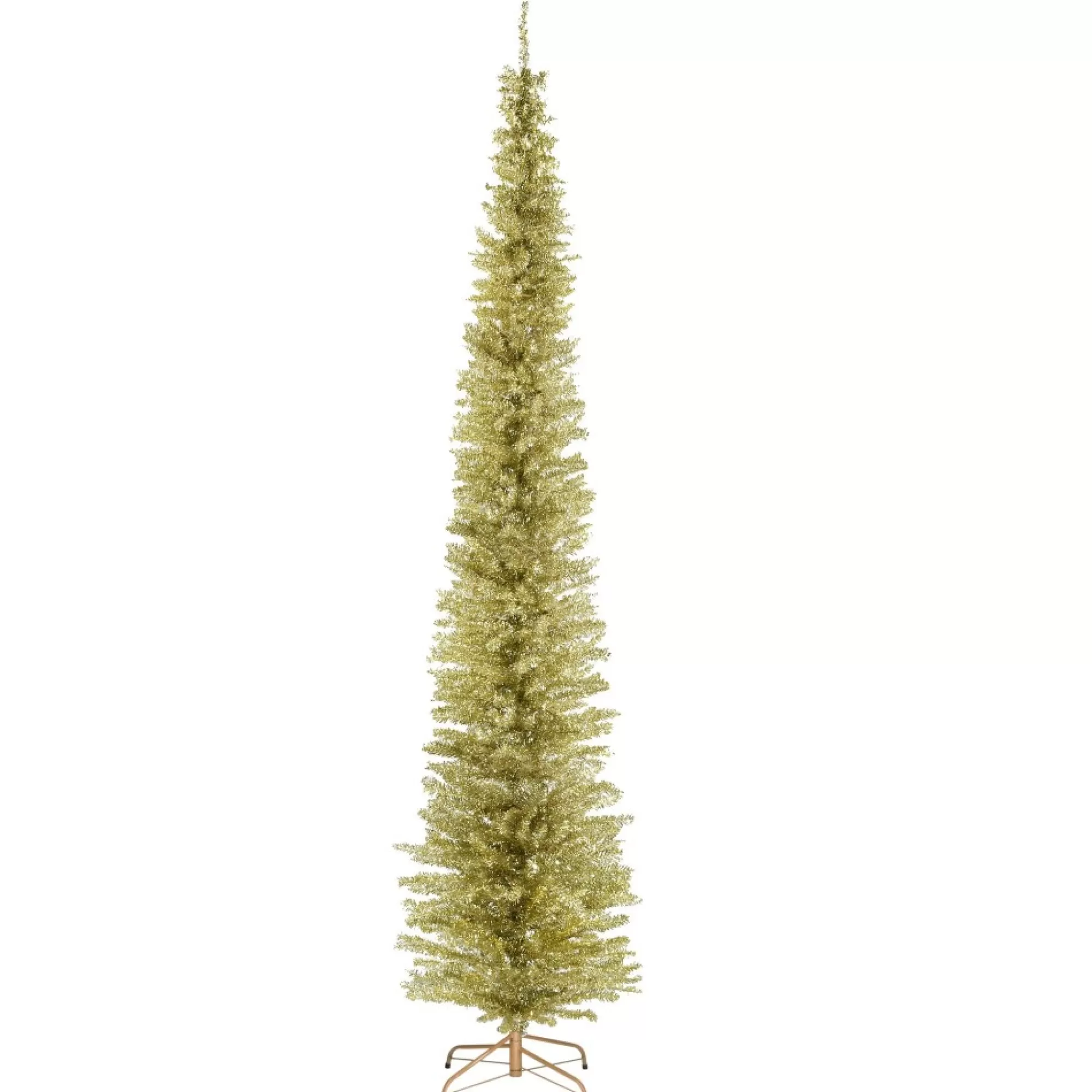 Shop 9' Pencil Champagne Gold Tinsel Artificial Christmas Tree - Unlit Unlit